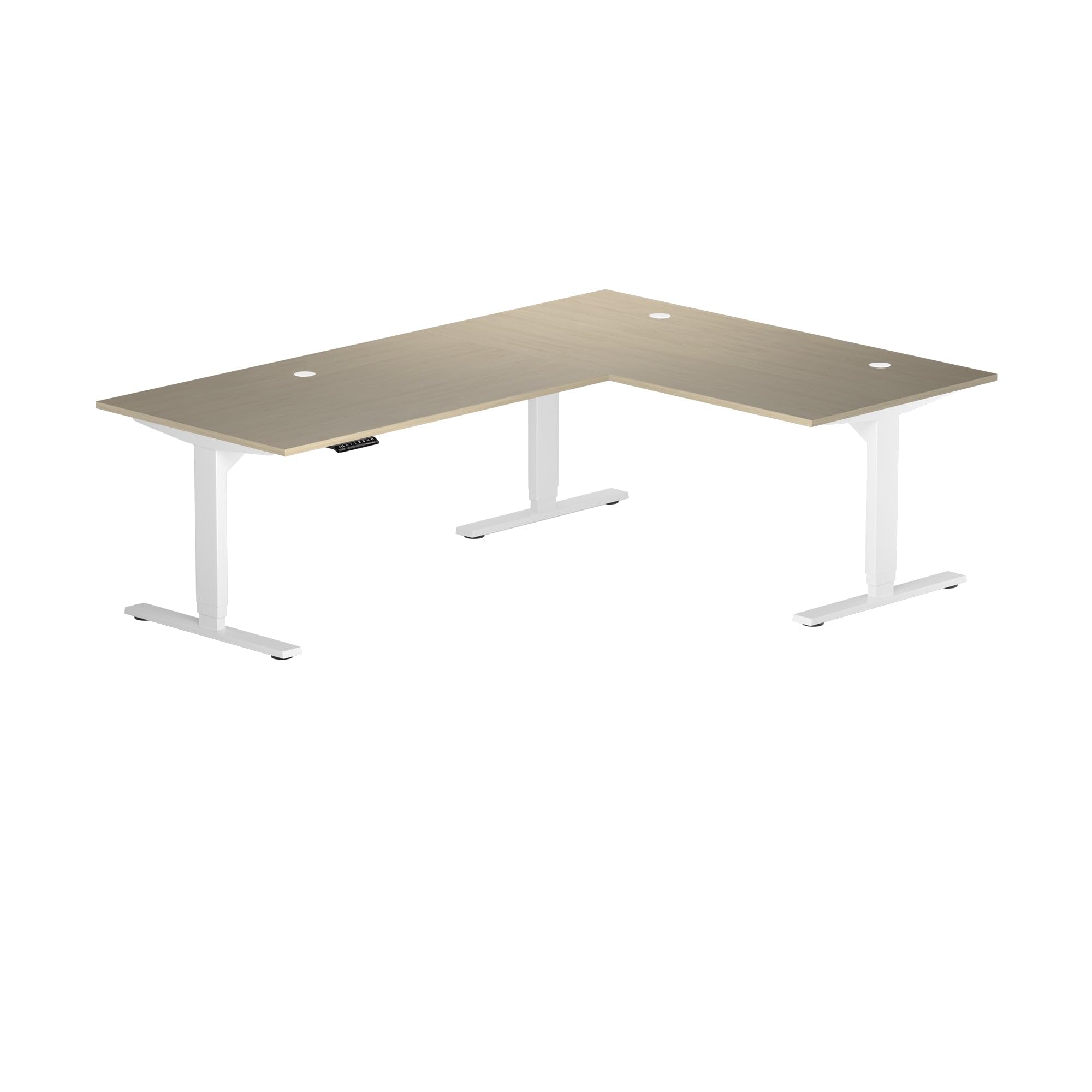 L-Shaped Electric Standing Desk 78x60 Inches - 3-Stage Height Adjustable Corner Desk with Triple Motor, Bright Beech Top & White Frame | Perfect for Home Office, Gaming Setup & Workspace Ergonomics