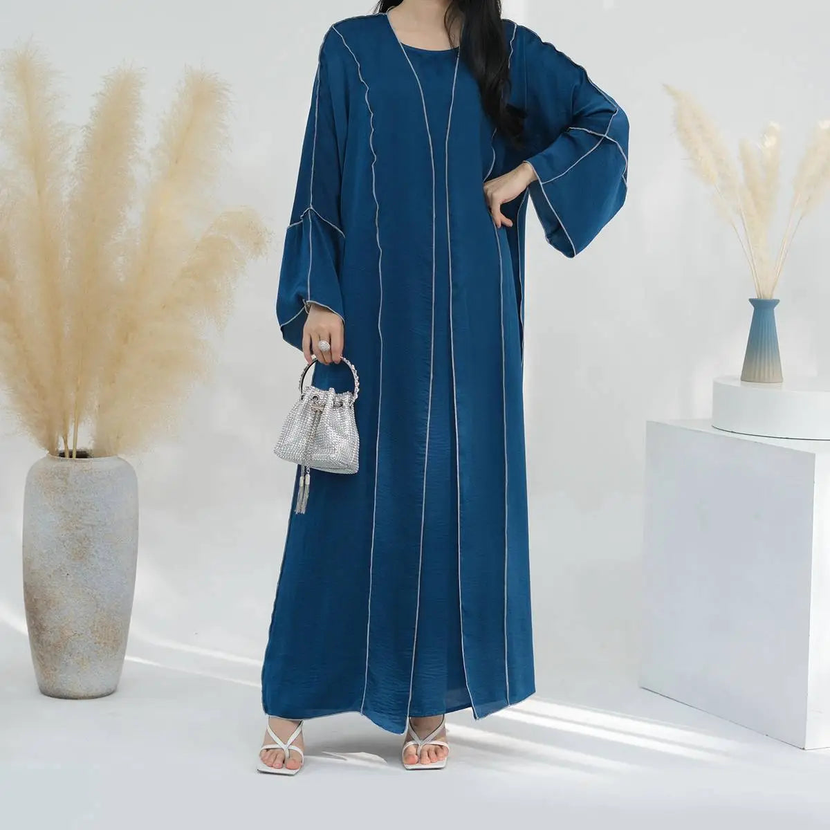 Stylish Cotton Linen Cardigan Open Abaya Dress for Women - Perfect for Prayer, Modest Fashion & Everyday Wear