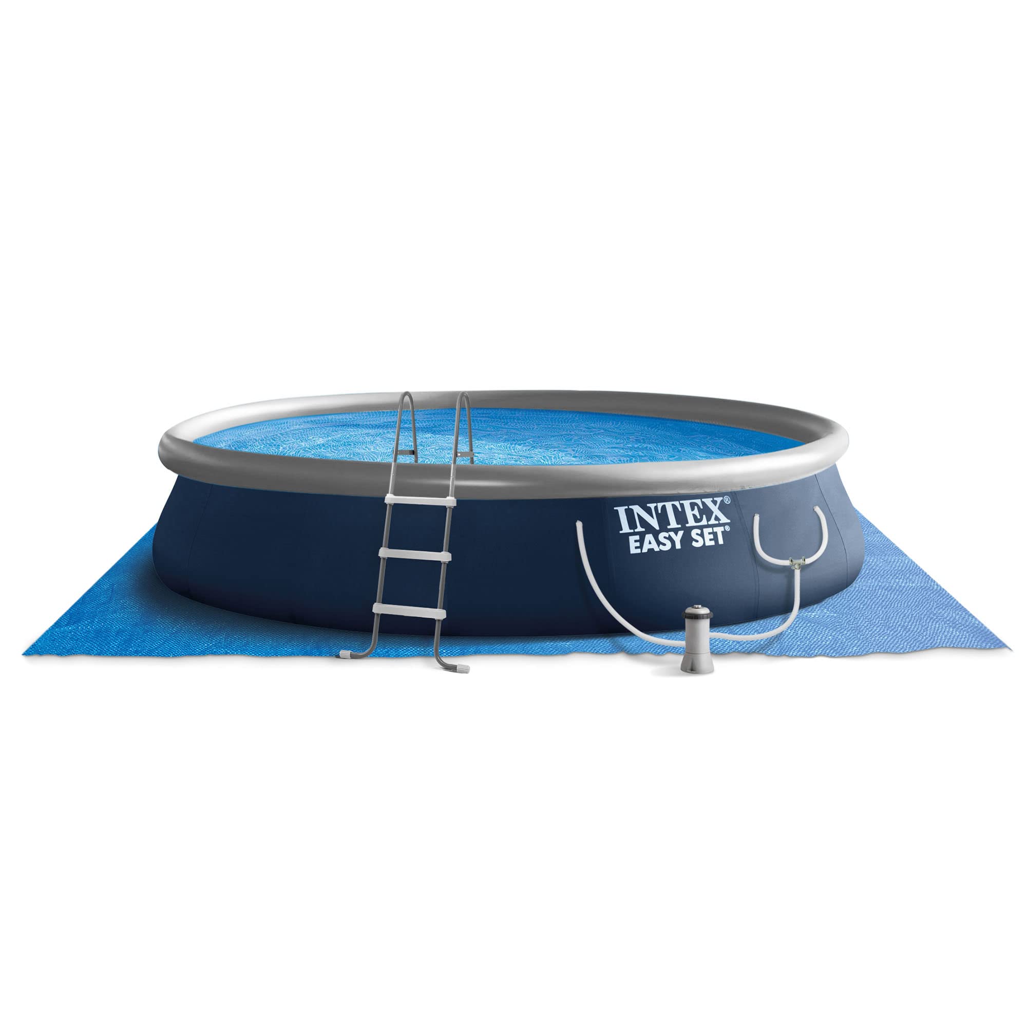 INTEX Inflatable Above-Ground Swimming Pool - 15ft x 48in Easy Set with Filter Pump & Ladder | Family Backyard Fun, Summer Outdoor Activities, Kids Water Play