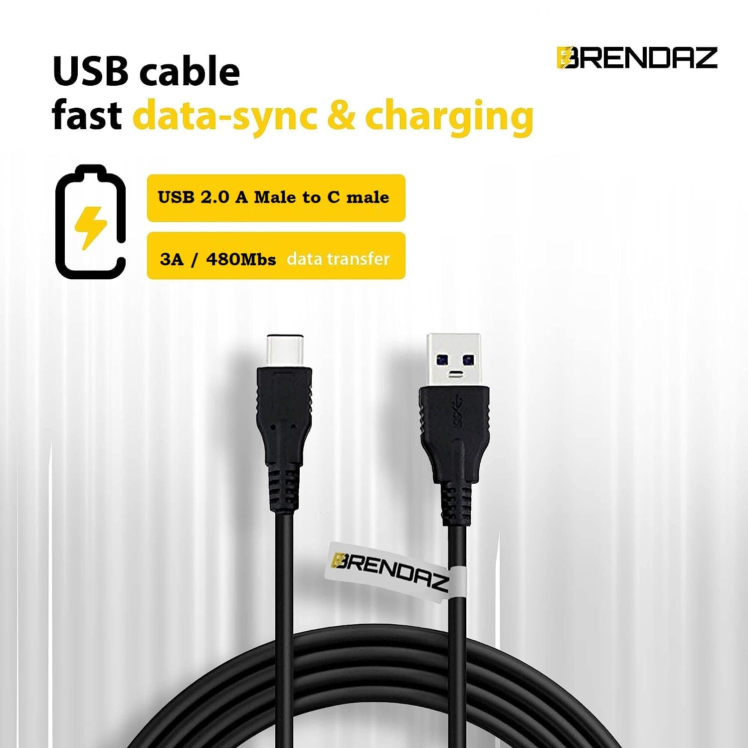 BRENDAZ USB C to USB A Cable 2.0 - 3ft Fast Charging & Data Sync Cable Compatible with RODE VideoMic NTG, PodMic USB, NT-USB Mini Microphones - Perfect for Podcasting, Vlogging & Professional Audio Recording