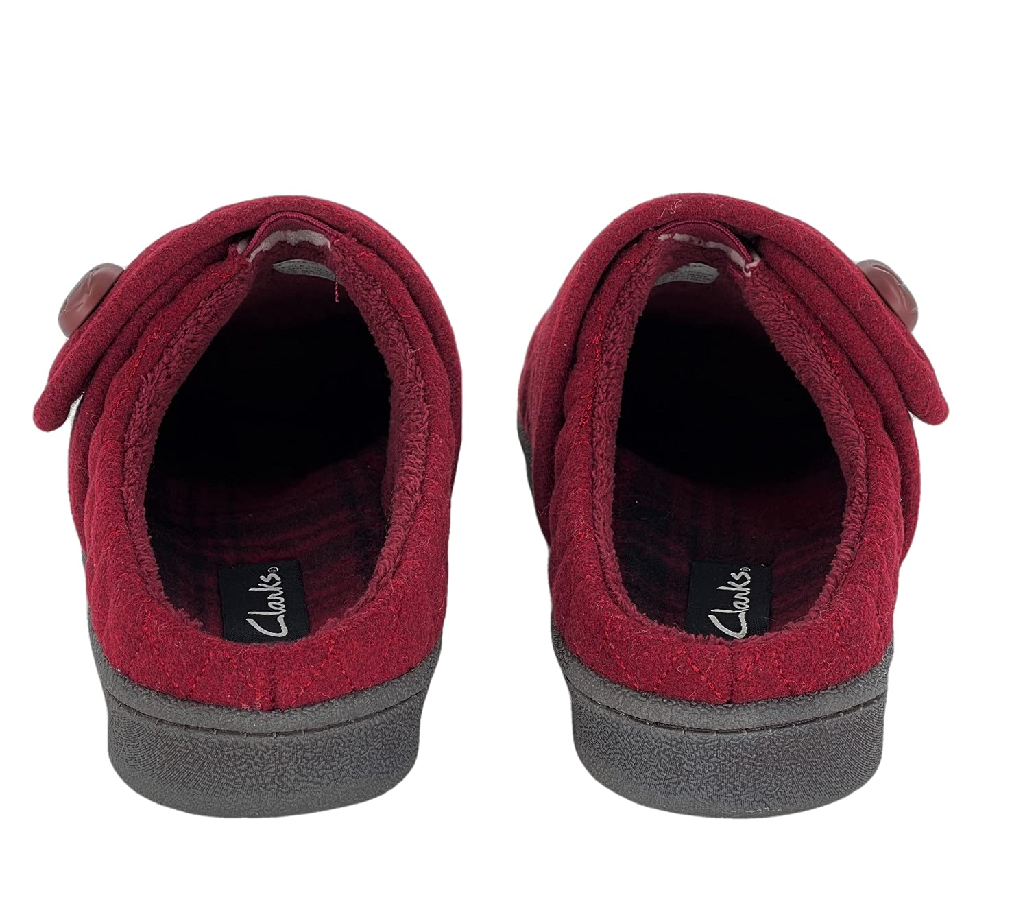 Clarks Women's Quilted Felt Clog Slippers JMS0783T - Soft Plush Terry Lining - Comfortable Indoor/Outdoor House Slippers for Women - Perfect for Home, Garden & Quick Errands