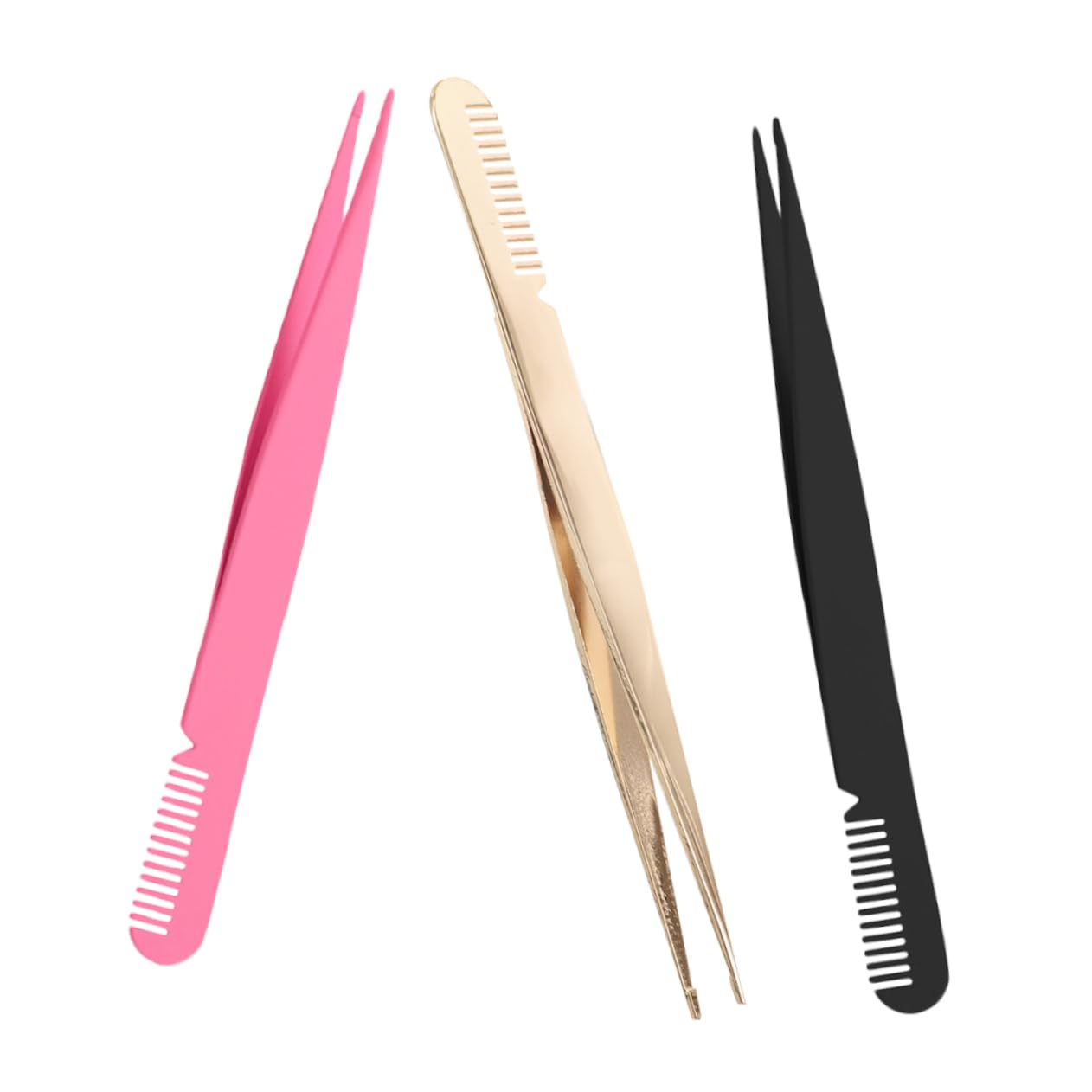 3Pcs Professional Stainless Steel Eyelash Tweezers - Precision Eyebrow & Lash Extension Tweezers for Women, Salon & Home Use - Perfect for DIY Eyelash Extensions, Makeup Application & Grooming