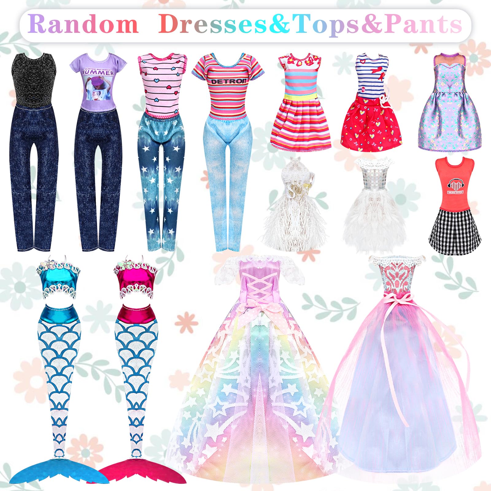 SOTOGO 11.5 Inch Doll Wardrobe Set with 16 Outfits - Fashion Dresses, Tops, Pants, Party Gowns & Wedding Dress for Girls - Perfect for Role Play, Birthday Gifts & Pretend Play Scenes