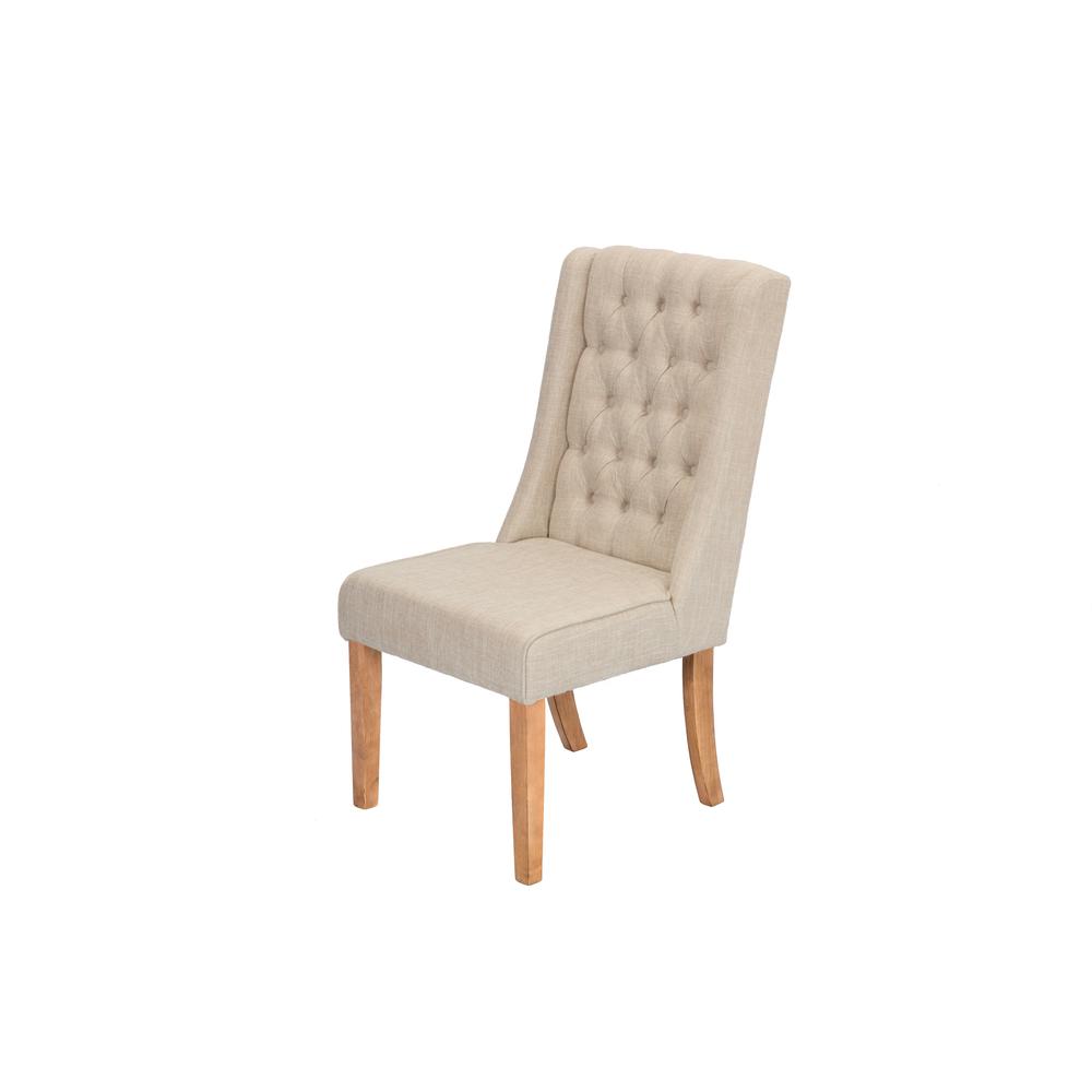 **Set of 2 Beige Upholstered Side Chairs with Tufted Buttons - Elegant Dining Room or Living Room Accent Chairs**