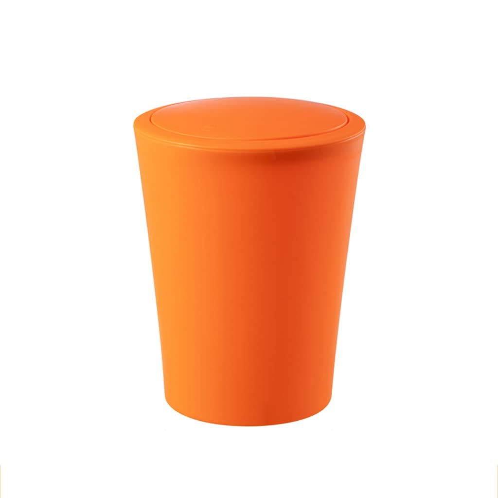 Premium Press-Type Trash Can with Lid - 12L Large Capacity Kitchen & Office Garbage Bin, Odor-Controlling Plastic Waste Basket for Home, Living Room & Bathroom (Orange) - Ideal for Waste Disposal & Recycling Organization