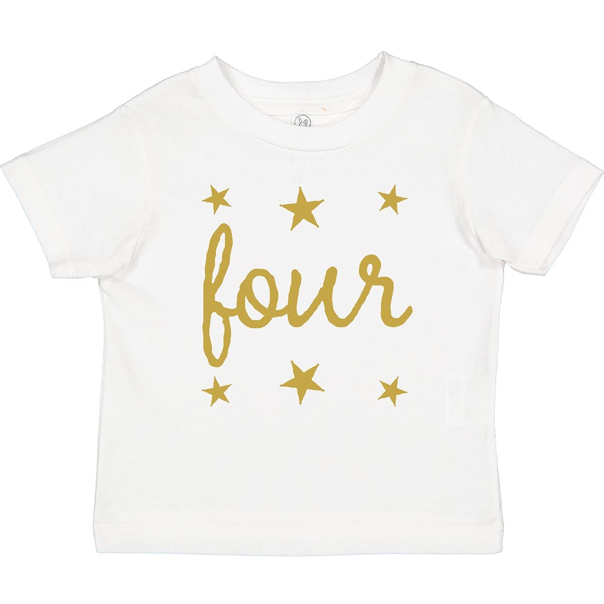 Inktastic 4th Birthday Gold 4 Year Old Toddler T-Shirt - Cute Birthday Outfit for Toddler Boys & Girls - Perfect for Birthday Parties, Photo Shoots & Celebrations