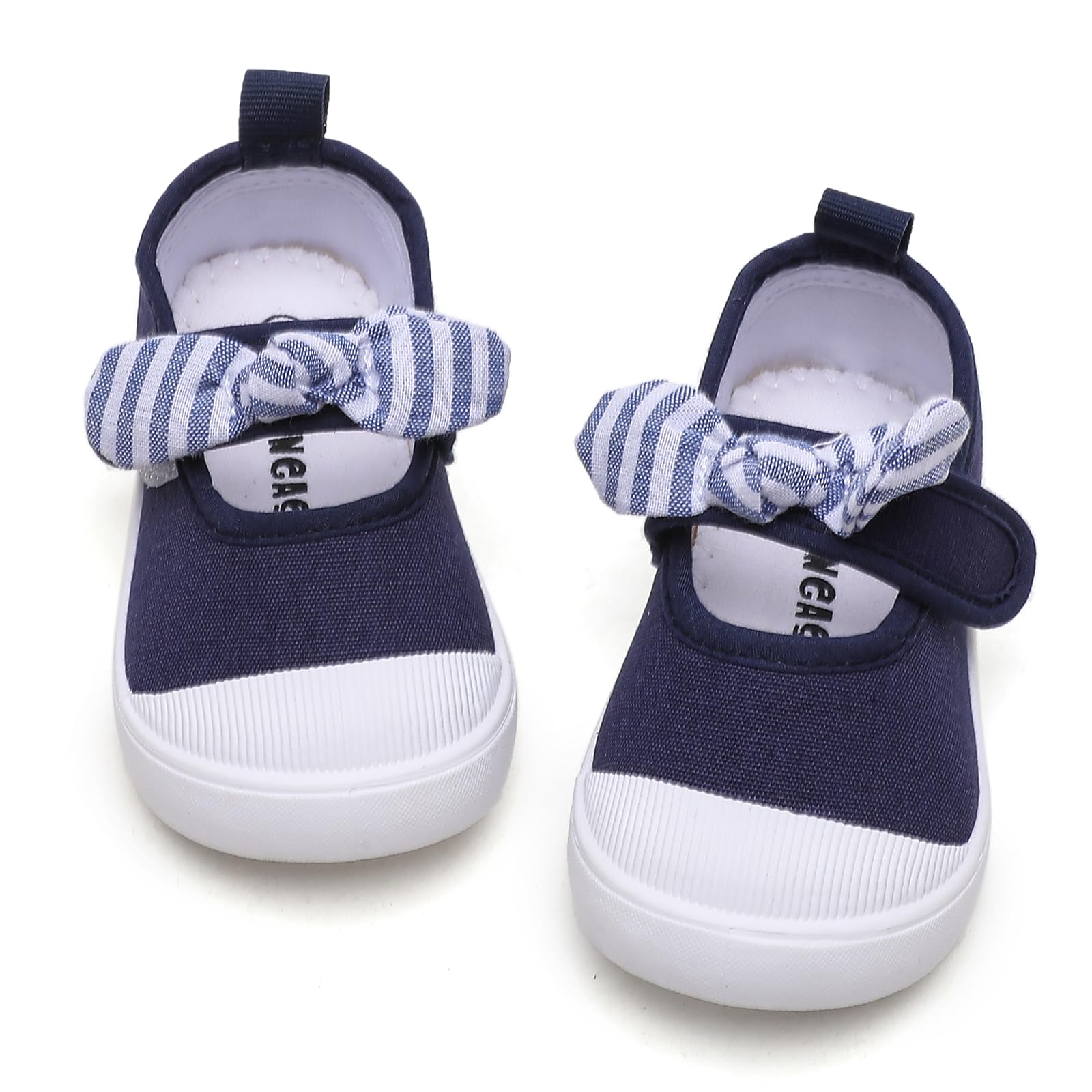 Toddler Girls Canvas Sneakers with Bowknot - Mary Jane Flat Shoes for School Uniform & Dress Occasions | Comfortable Kids Shoes for Classroom, Party & Everyday Wear