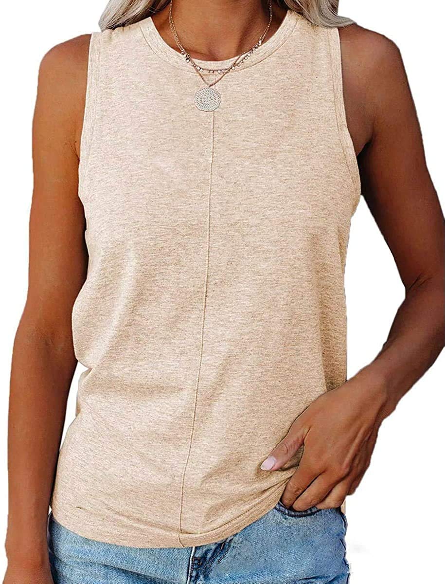 Women's Casual Round Neck Sleeveless Solid Color Tank Tops - Breathable Summer Blouse for Beach, Gym & Everyday Wear