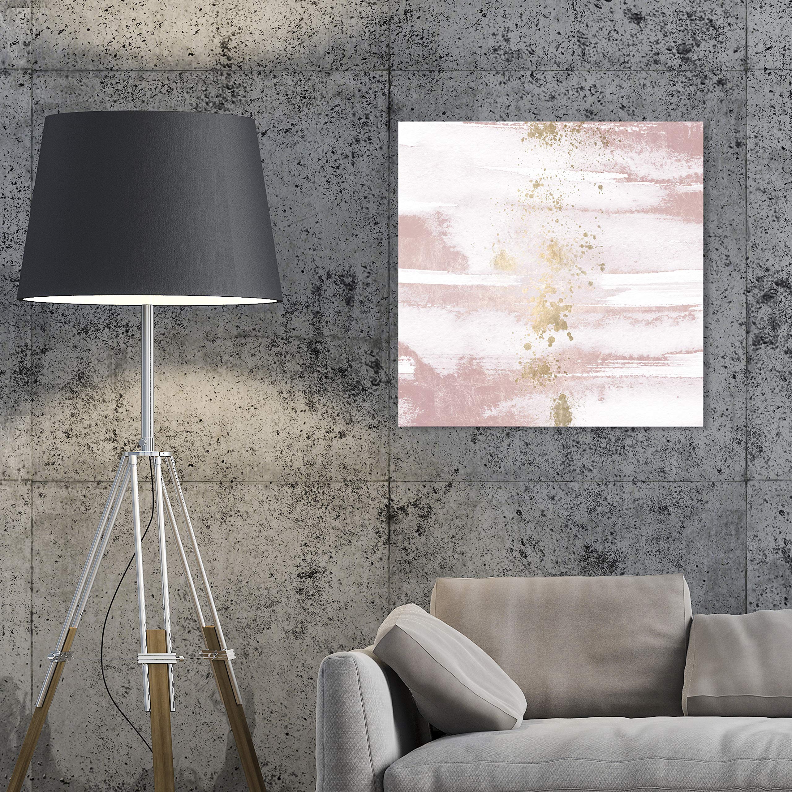Abstract Wall Art Canvas Print 'Blushing Sun' - 24x24 Inch Pink & Gold Modern Home Decor | Perfect for Living Room, Bedroom & Office Decoration