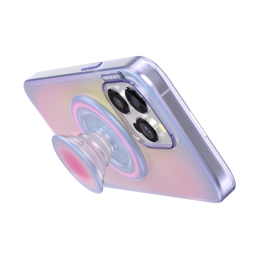 PopSockets iPhone 15 Pro Max Case with Round Phone Grip - MagSafe Compatible Protective Cover for iPhone 15 Pro Max, Wireless Charging Support - Aura Design | Perfect for Daily Use, Travel & Hands-Free Calling