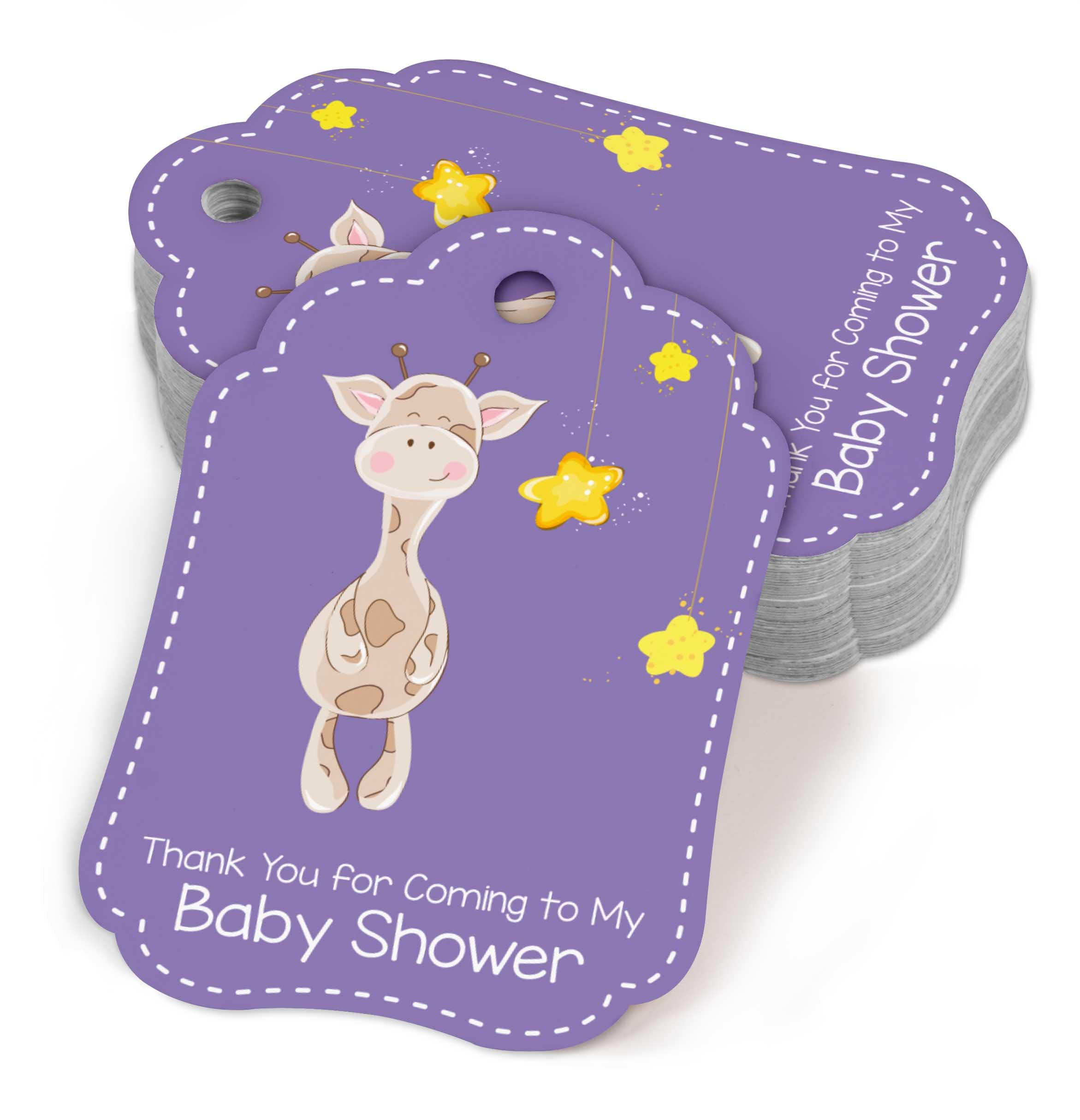 Inkdotpot Baby Shower Thank You Tags - 50 Pack Giraffe Themed Gift Hang Tags for Baby Shower Favors, Party Decorations & Newborn Celebration Gifts - Perfect for Baby Registry, Gender Reveal & Nursery Decor