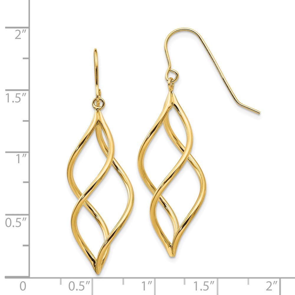 14K Yellow Gold Swirl Dangle Earrings for Women - Elegant Handmade Jewelry Gift for Birthday, Anniversary & Special Occasions | Perfect for Parties, Weddings & Date Nights