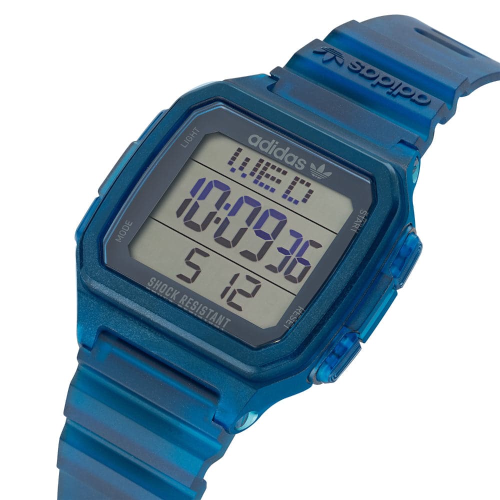 Adidas Men's Street Digital Blue Resin Strap Watch AOST22552 - Stylish Casual & Sports Timepiece for Everyday Wear