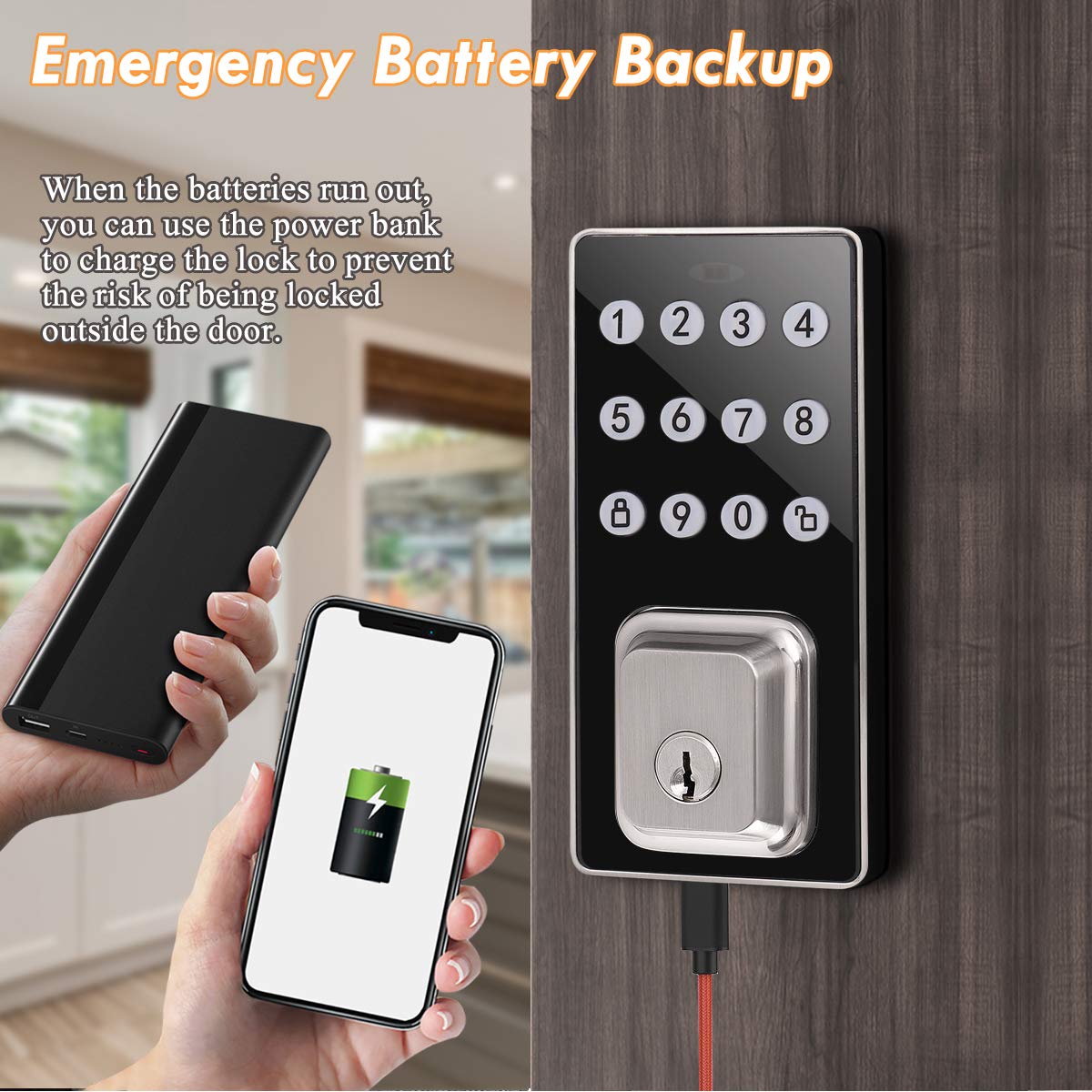 Probrico Smart Keyless Entry Door Lock - Keypad Deadbolt with 100 User Codes, 1-Touch Motorized Locking, Easy Installation & Programming in Satin Nickel Finish | Secure Your Home, Office or Rental Property