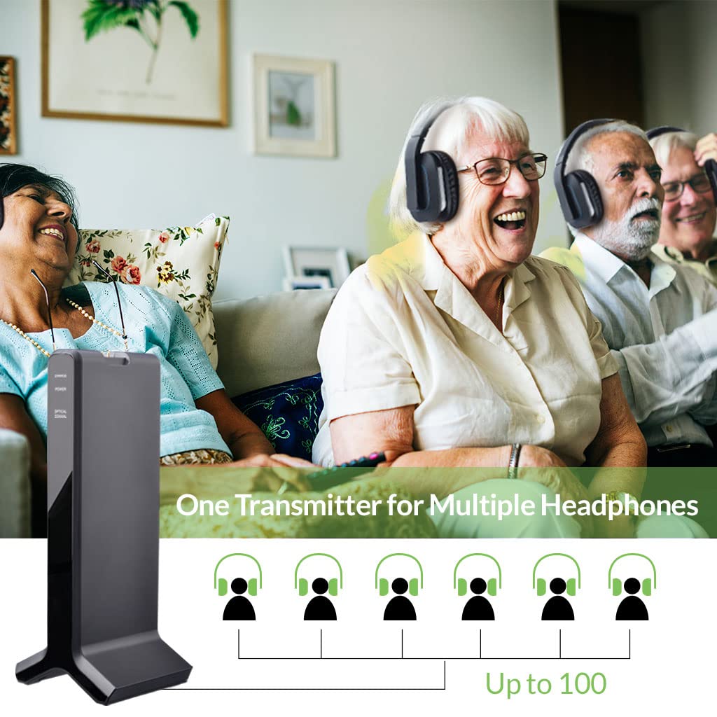 Avantree HT280 Wireless Headphones for TV - 2.4G RF Transmitter with Charging Dock, Digital Optical Audio, High Volume for Seniors, 100ft Range, No Delay, Plug & Play - Perfect for Home Theater, Late Night Viewing & Hearing Assistance