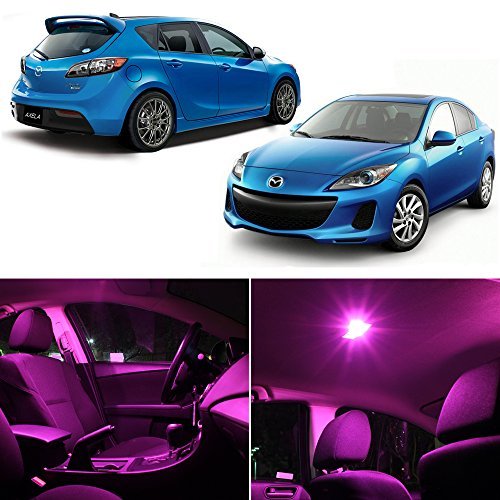 LED Interior Lights Replacement Kit for Mazda 3 2010-2013 Sedan & Hatchback - Pink Color Car Accessories (5-Piece Set) | Upgrade Your Vehicle Lighting for Night Driving & Interior Ambience