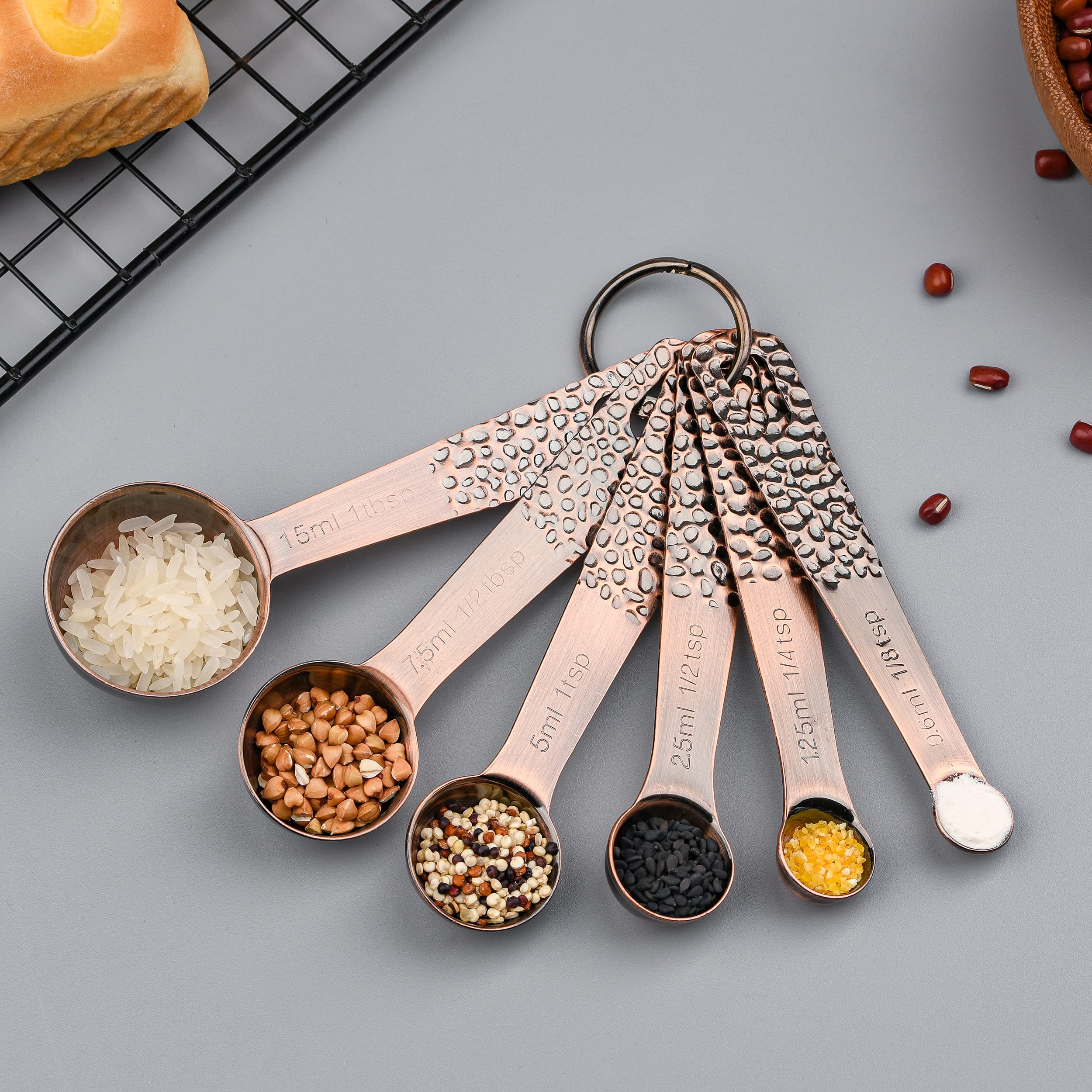 Premium 12-Piece Copper Measuring Cups and Spoons Set - Stainless Steel Kitchen Baking Tools for Dry & Liquid Ingredients (5 Cups, 6 Spoons + Leveler) | Perfect for Home Bakers, Cooking Enthusiasts & Professional Chefs