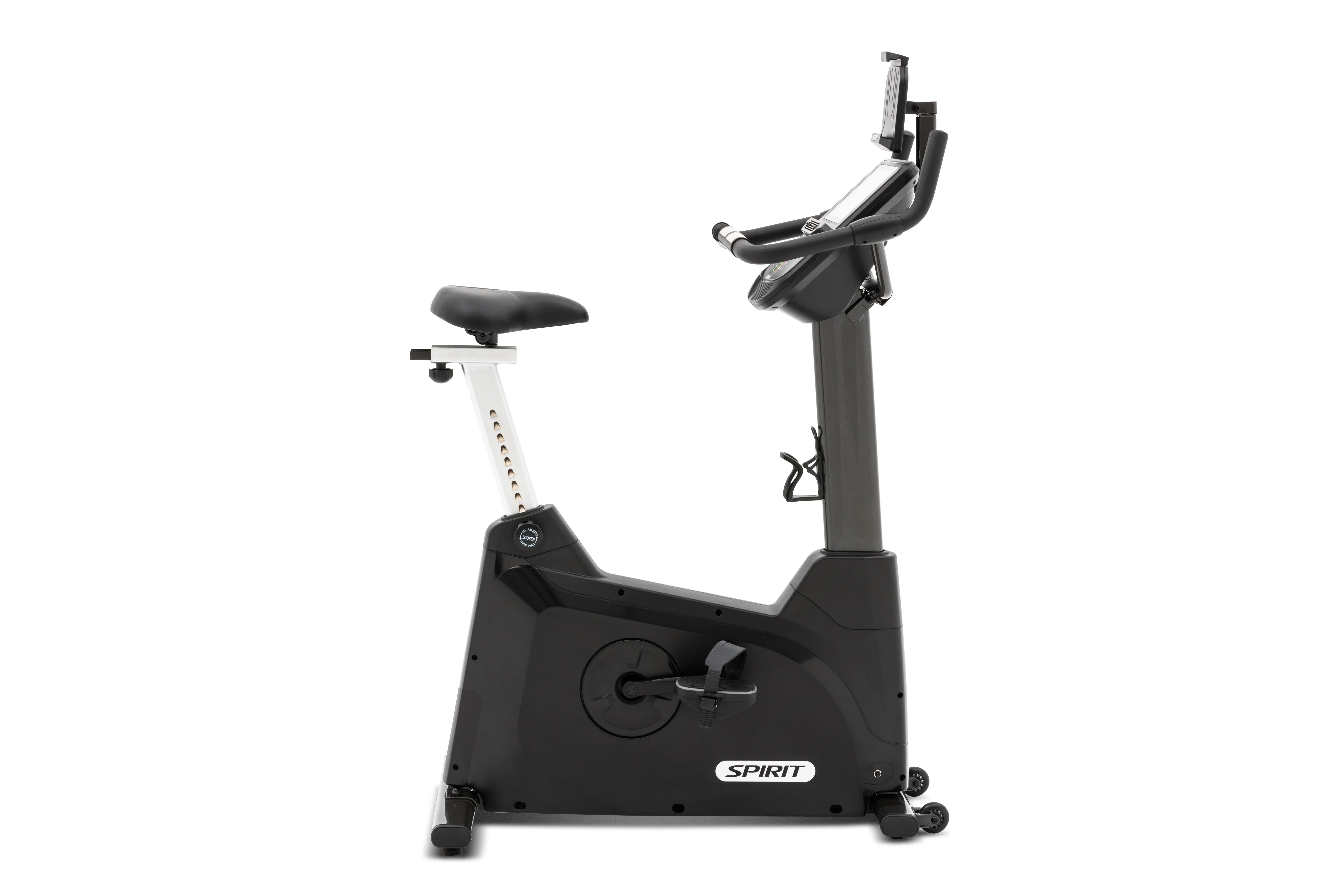 Spirit XBU55ENT Upright Exercise Bike with Entertainment Features - Home Gym Equipment for Cardio Workouts & Indoor Cycling Training - Perfect for Small Spaces & Apartment Fitness