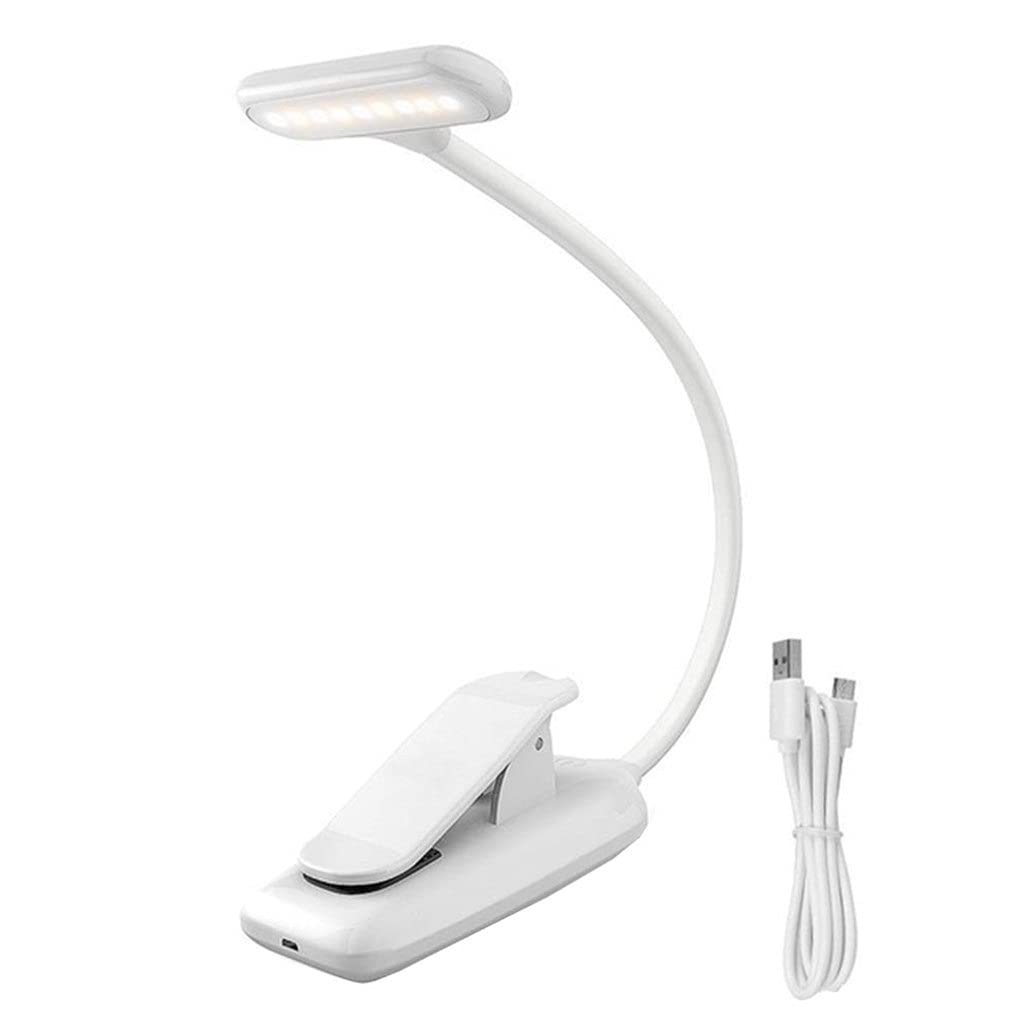 Rechargeable LED USB Book Light with Flexible Neck & Dimmer - Portable Clip-on Reading Lamp for Desk, Table, Nightstand - Perfect for Bedtime Reading, Studying, Office Work (Size B)