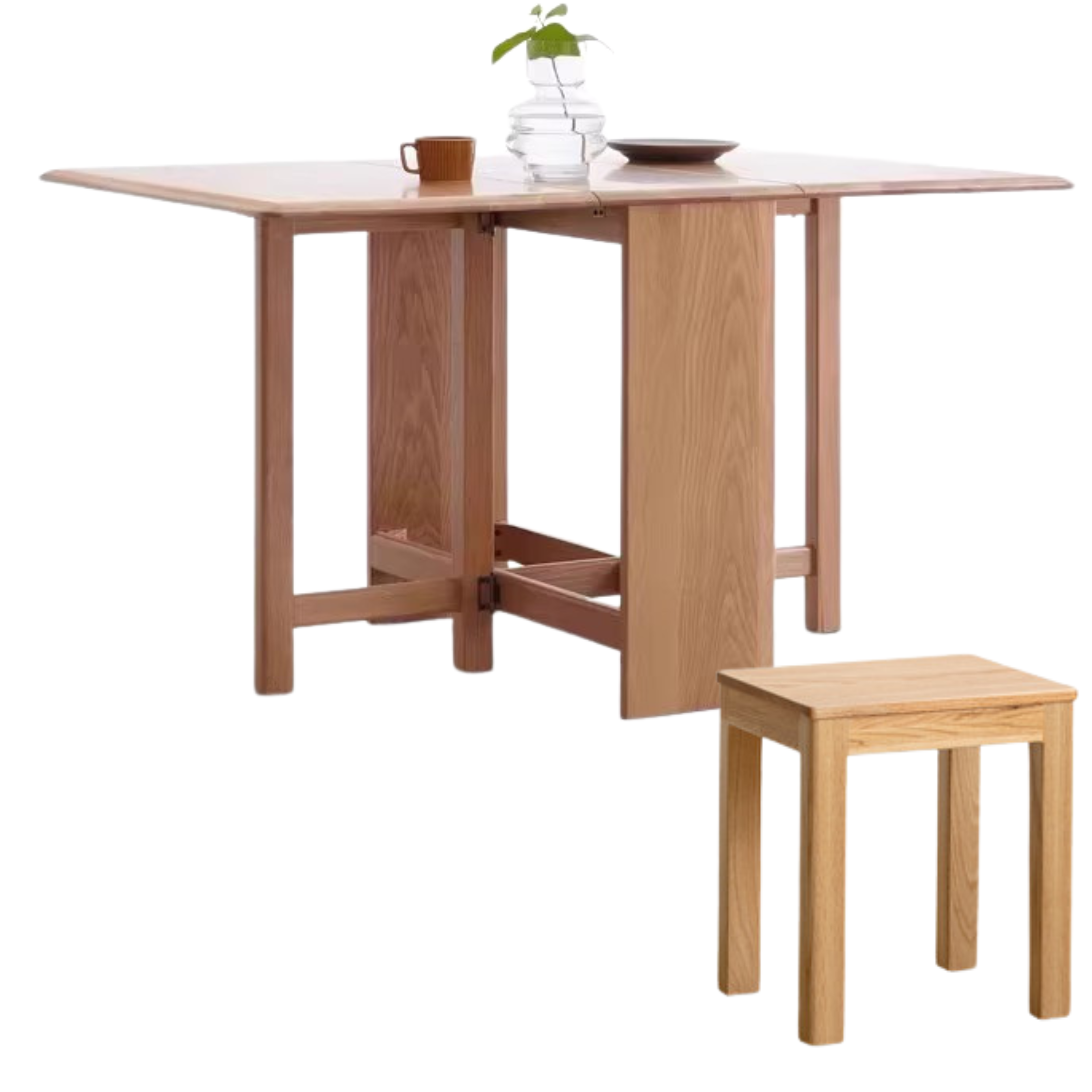 **Solid Oak Wood Extendable Dining Table - Expandable for 6 to 8 Seats - Perfect for Small Spaces & Entertaining Guests**