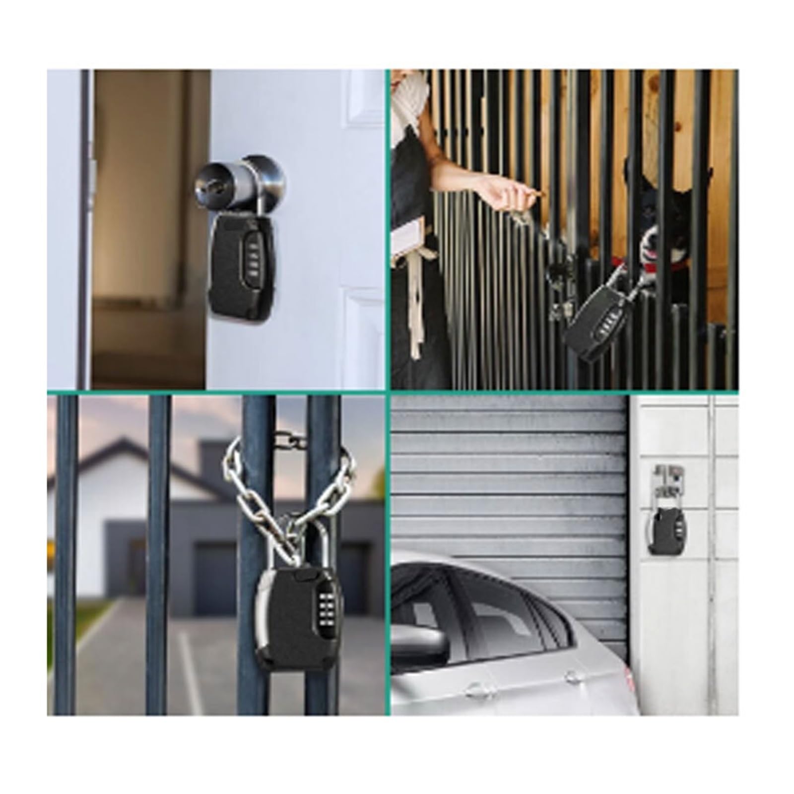 **Wall Mounted Key Lock Box - 4 Digit Combination Key Safe, Weatherproof Aluminum Alloy Key Storage Box for Home, Office & Outdoor Use - Durable Metal Security Box**