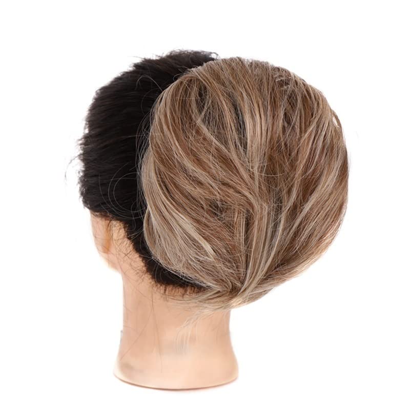 DYPASA Synthetic Hair Bun Ponytail Extension - Elastic Scrunchie for Women, Fake Hair Accessories, Straight Short Ponytail Bun Hairpiece (Color 12A613) - Perfect for Daily Wear, Parties, and Hairstyling