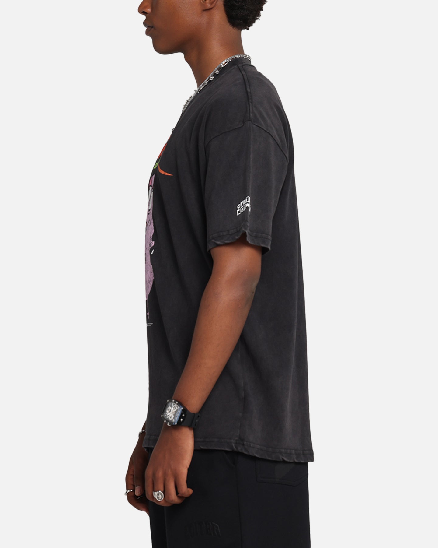 Vintage Courage The Cowardly Dog T-Shirt - Black Acid Wash Graphic Tee | Cartoon Network 73 Studio X Grail Collection | Perfect for Cosplay, Anime Conventions & 90s Nostalgia Fashion