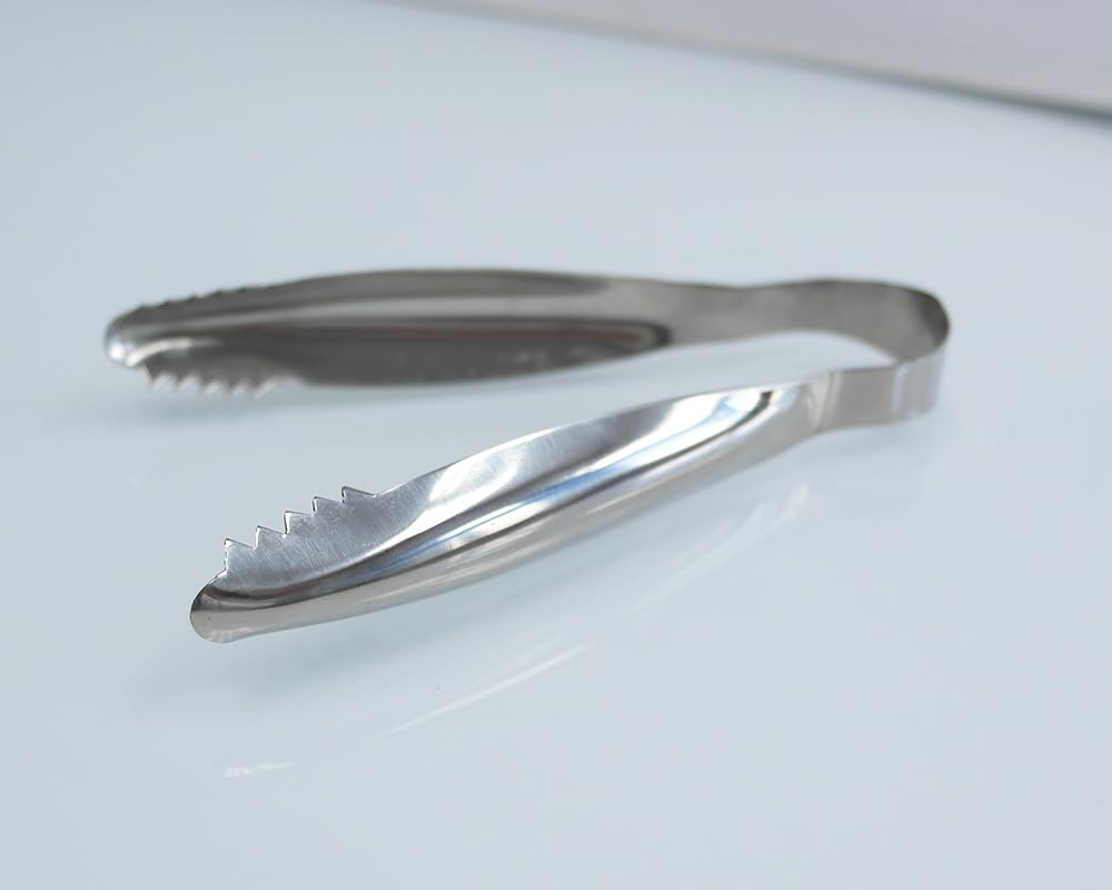 6-Piece Stainless Steel Ice Tongs with Non-Slip Sawteeth - Perfect for Ice Buckets, Sugar Cubes, Coffee Bars & Food Serving - Ideal for Cocktail Parties, Home Bars & Restaurants