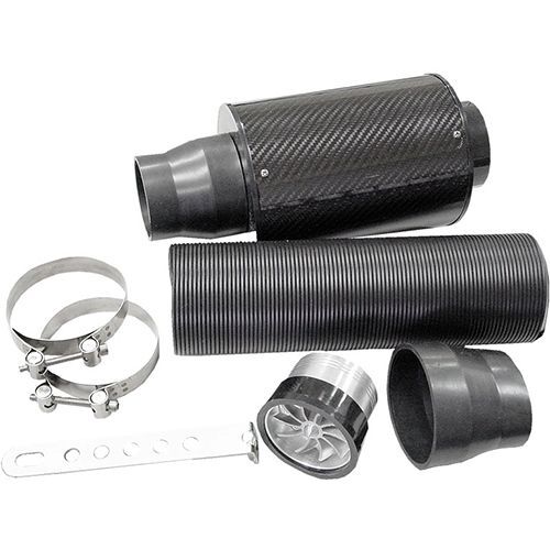 High-Performance Air Filter Kit with Carbon & Flexible Inlet Pipe - Perfect for Cars, Trucks & Motorcycles - Improves Engine Performance & Airflow