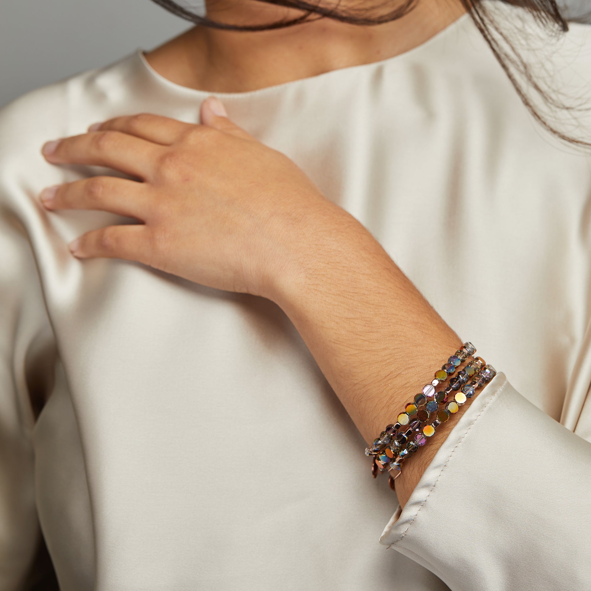 Devotion Beaded Bangle Bracelet for Women - Elegant Bronze Jewelry - Perfect for Everyday Wear, Parties & Special Occasions