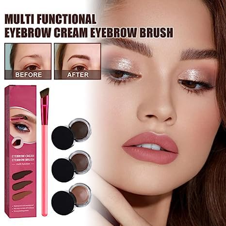 4D Eyebrow Stamp Brush Set - Ultra-Thin Angled for Realistic Brows (Light Brown) - Perfect for Daily Makeup & Salon Use