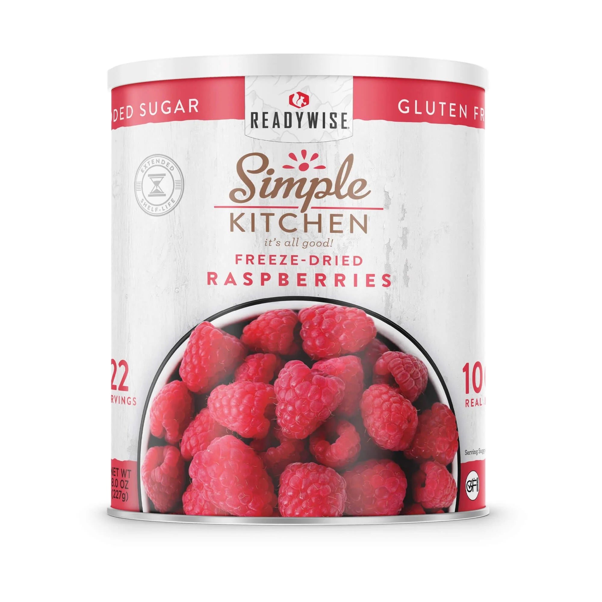 ReadyWise Simple Kitchen Freeze Dried Raspberries - 22 Servings Can | Long Shelf Life Emergency Food, Camping & Hiking Snacks, Baking & Smoothie Ingredients