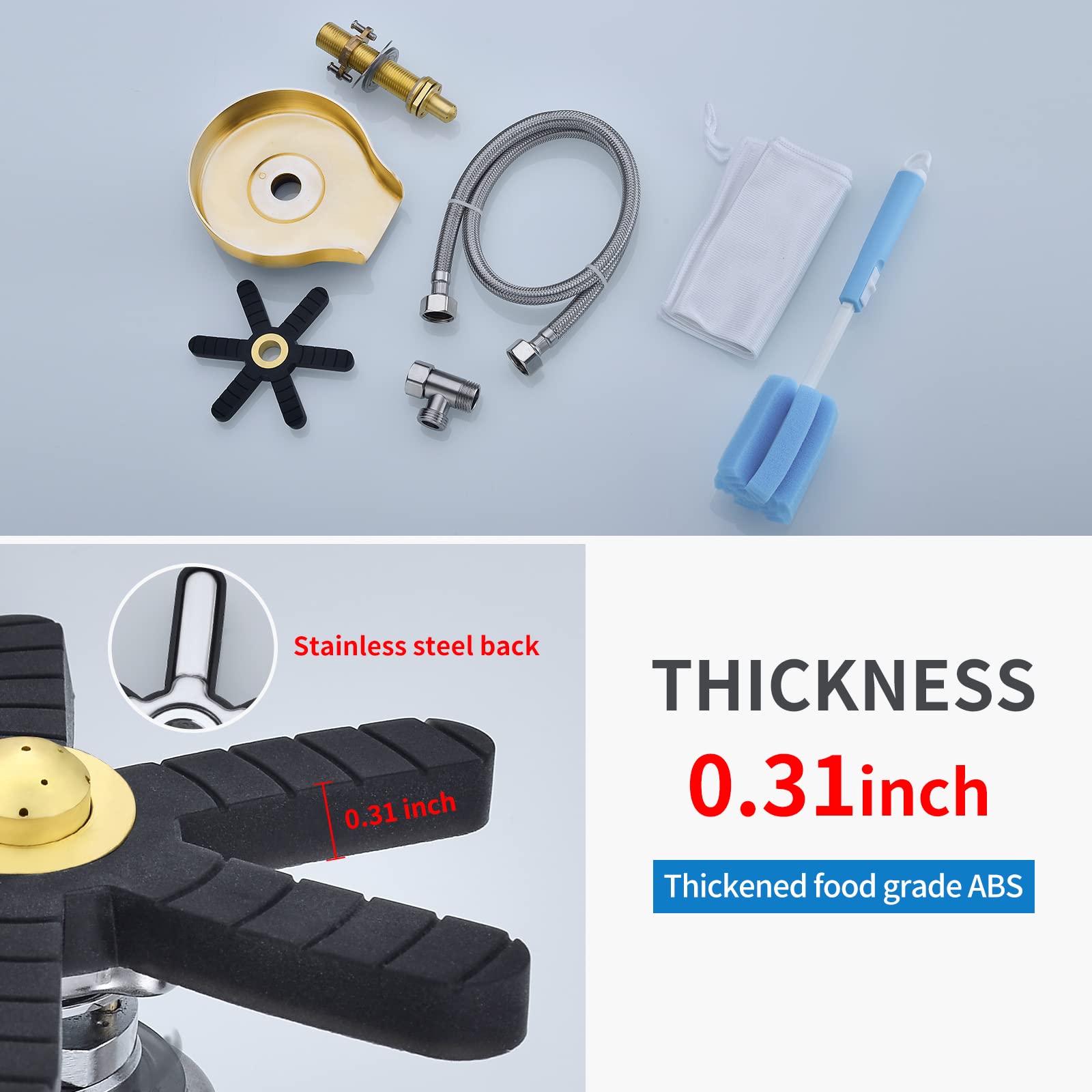 Gold Metal Kitchen Sink Glass Rinser - Efficient Cup & Baby Bottle Washer Cleaner, Premium Kitchen Sink Accessory for Wet Bars & Home Use