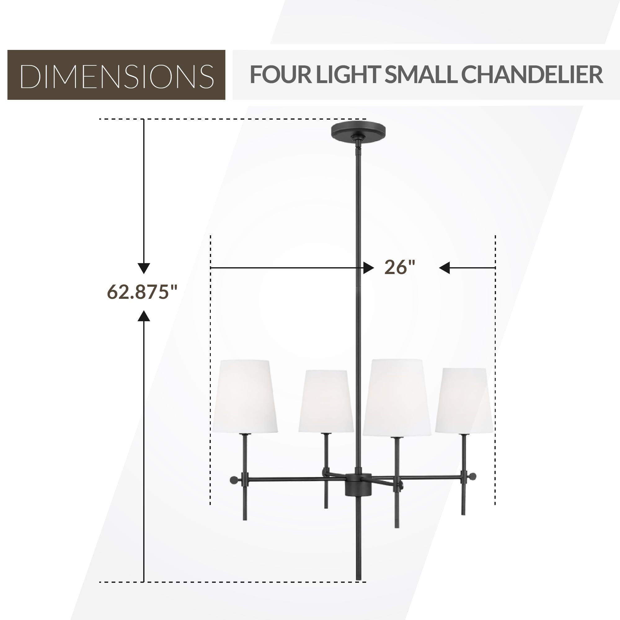 Generation Lighting 4-Light Baker Chandelier in Midnight Black 3187204-112 | Modern Ceiling Light Fixture for Dining Room, Living Room & Bedroom Decor | Compatible with LED & Standard Bulbs | Perfect for Farmhouse, Industrial & Contemporary Home Lighting