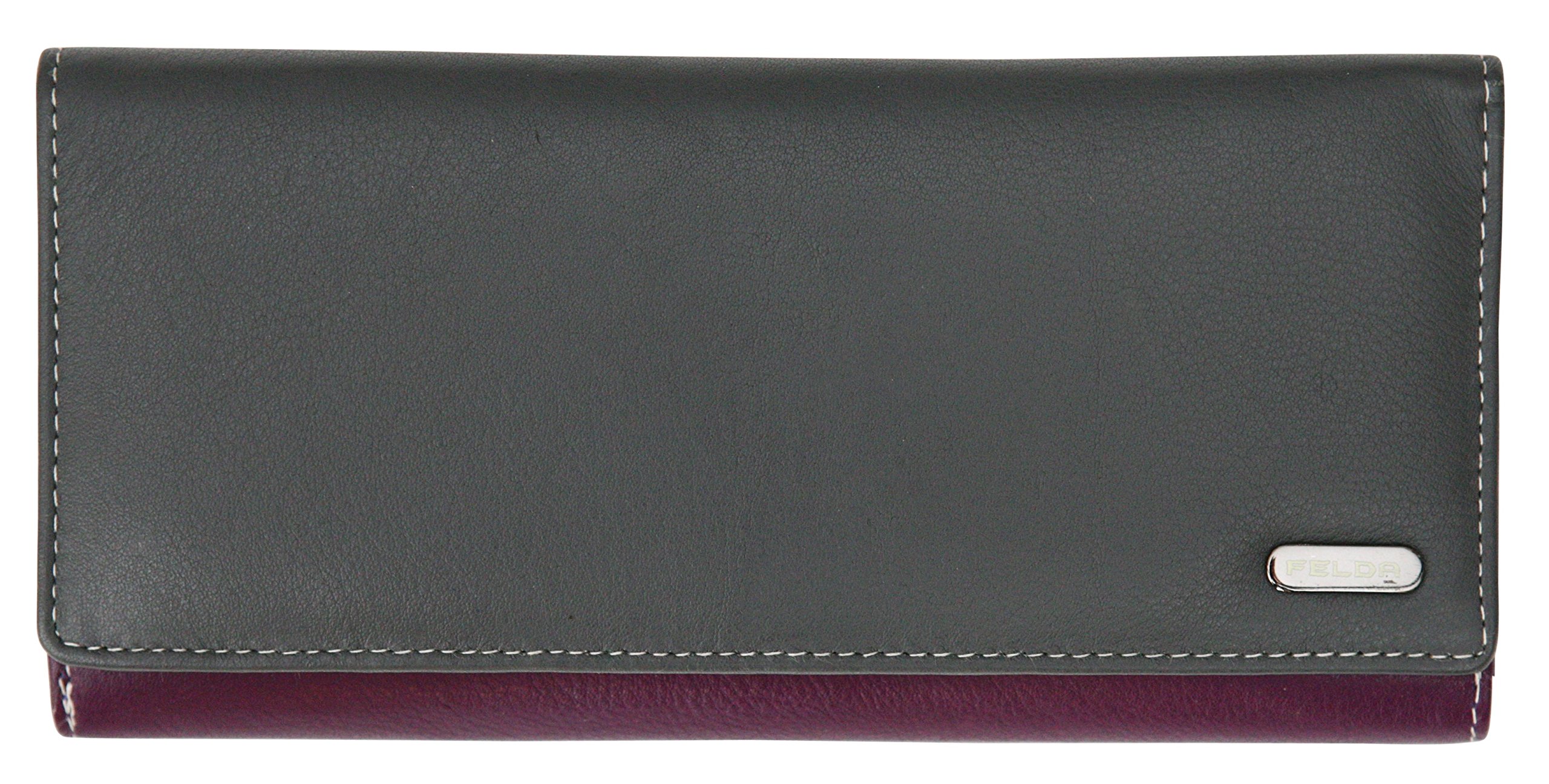 Felda RFID Blocking Genuine Leather Women's Wallet - Slim Bifold with 23 Card Slots & Coin Pocket - Perfect for Everyday Use, Travel & Shopping