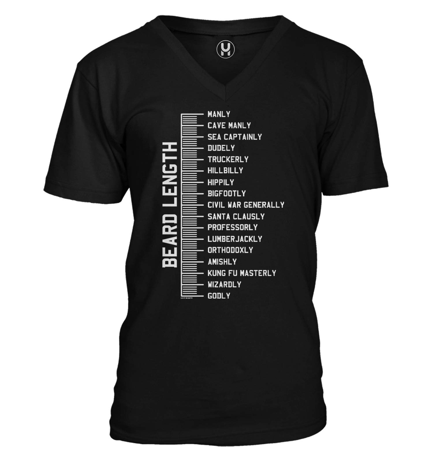 Haase Unlimited Beard Length Ruler - Unisex V-Neck T-Shirt for Men & Women | Perfect for Barbershops, Beard Competitions & Gifts
