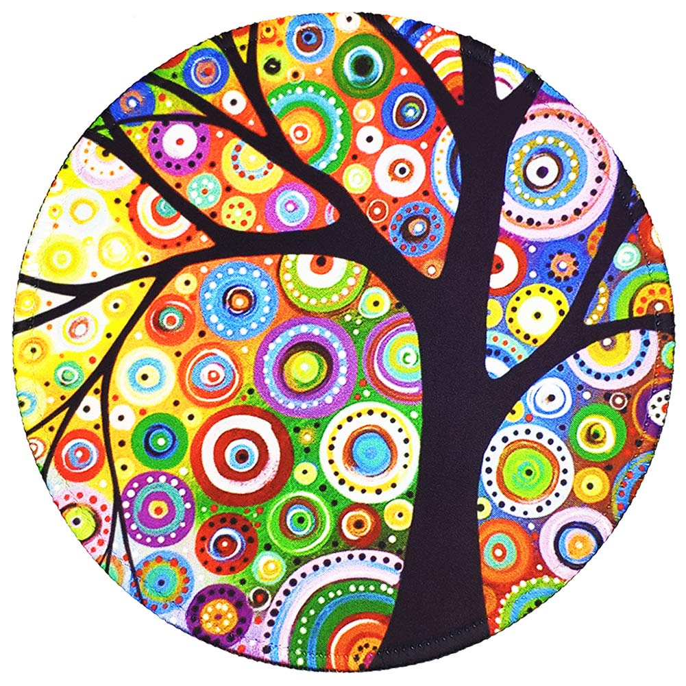 BOSOBO Tree of Life Mouse Pad - Non-Slip Round Rubber Mouse Mat with Stitched Edges, 7.9 Inch Small Circular Desk Pad for Office, Gaming & Home Use - Perfect Gift for Women & Girls