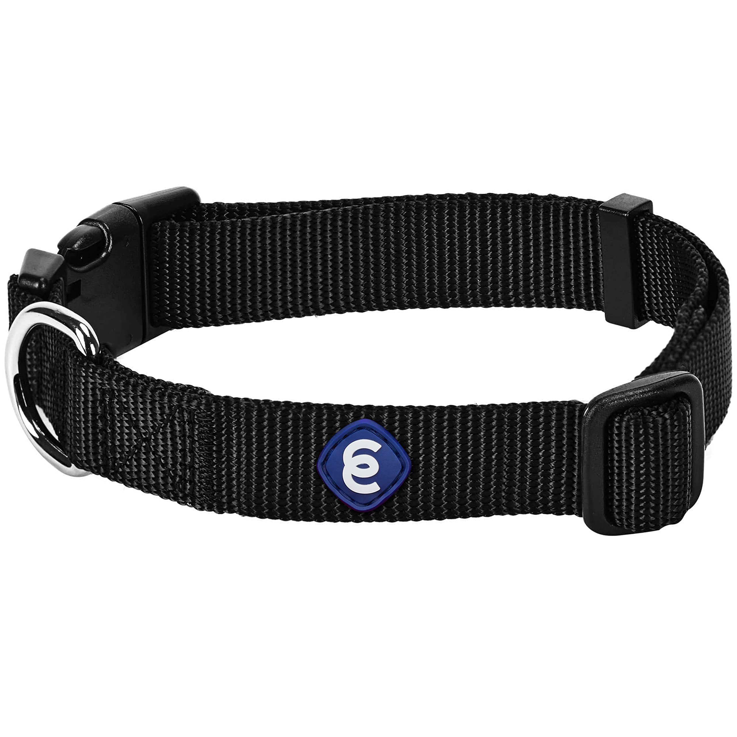 Blueberry Pet Essentials Adjustable Nylon Dog Collar for Large Dogs - Classic Solid Color Collar (Black) | Durable & Comfortable for Daily Walks, Training & Outdoor Adventures