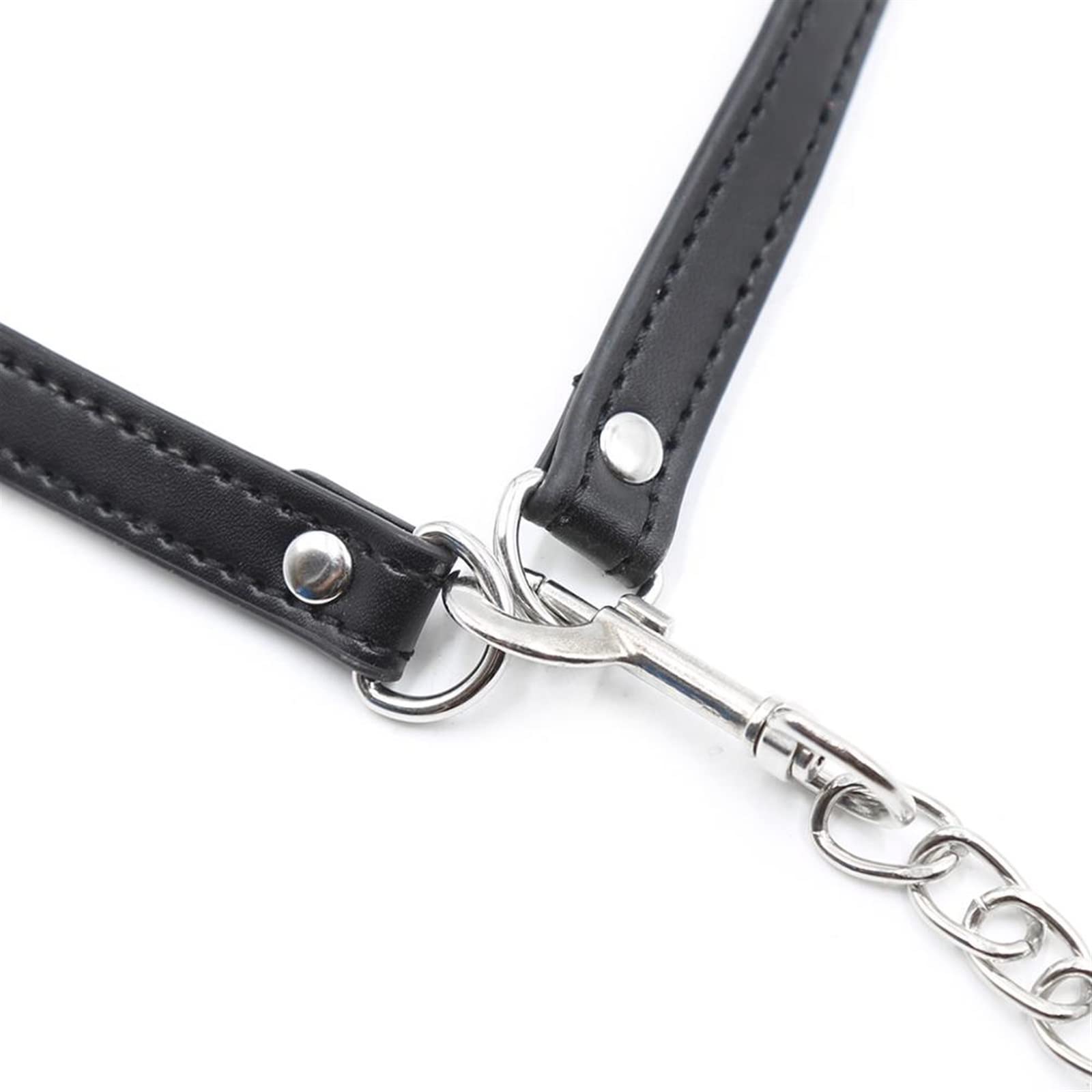 BDSM Dog Bone Ball Gag - Leather Harness with Silicone Mouth Gag for Couples Play & Adult Games (Black)