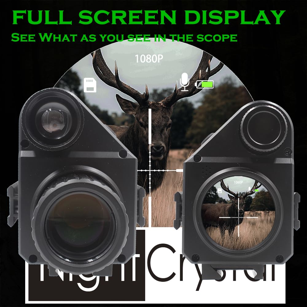 1080P HD Tactical Hunting Night Vision Scope with Built-in IR Flashlight, OLED Screen, DVR & Adjustable Crosshairs - Perfect for Night Hunting, Wildlife Observation & Security Surveillance