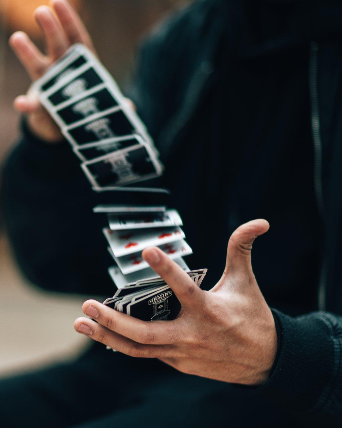 Premium Black Gemini Casino Playing Cards - 2 Decks of High-Quality Plastic Coated Cards for Poker, Blackjack, and Magic Tricks - Perfect for Game Nights, Casino Parties, and Professional Cardistry