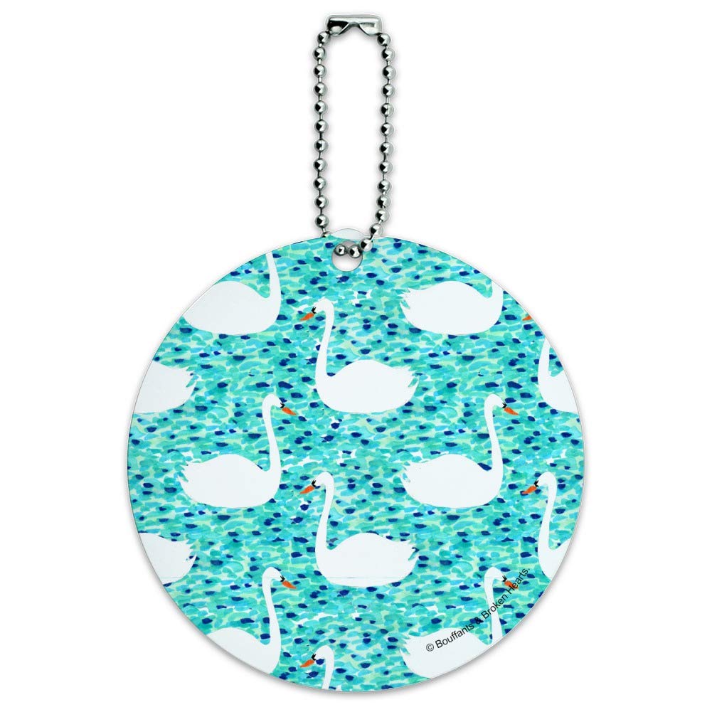 Swan Lake Pattern Round Luggage ID Tag - Personalized Suitcase Name Tag for Carry-On Bags - Perfect for Travel, Business Trips & Vacation Identification