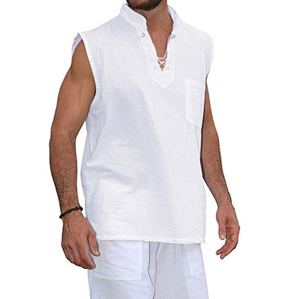Men's 2-Piece Summer Outfit Set - Cotton Beachwear Hippie Shirt with V-Neck & Drawstring Shorts - Gym Tracksuit for Sports, Casual Wear & Vacation (Size 3XL) - Perfect for Beach Trips, Music Festivals and Summer Outdoor Activities