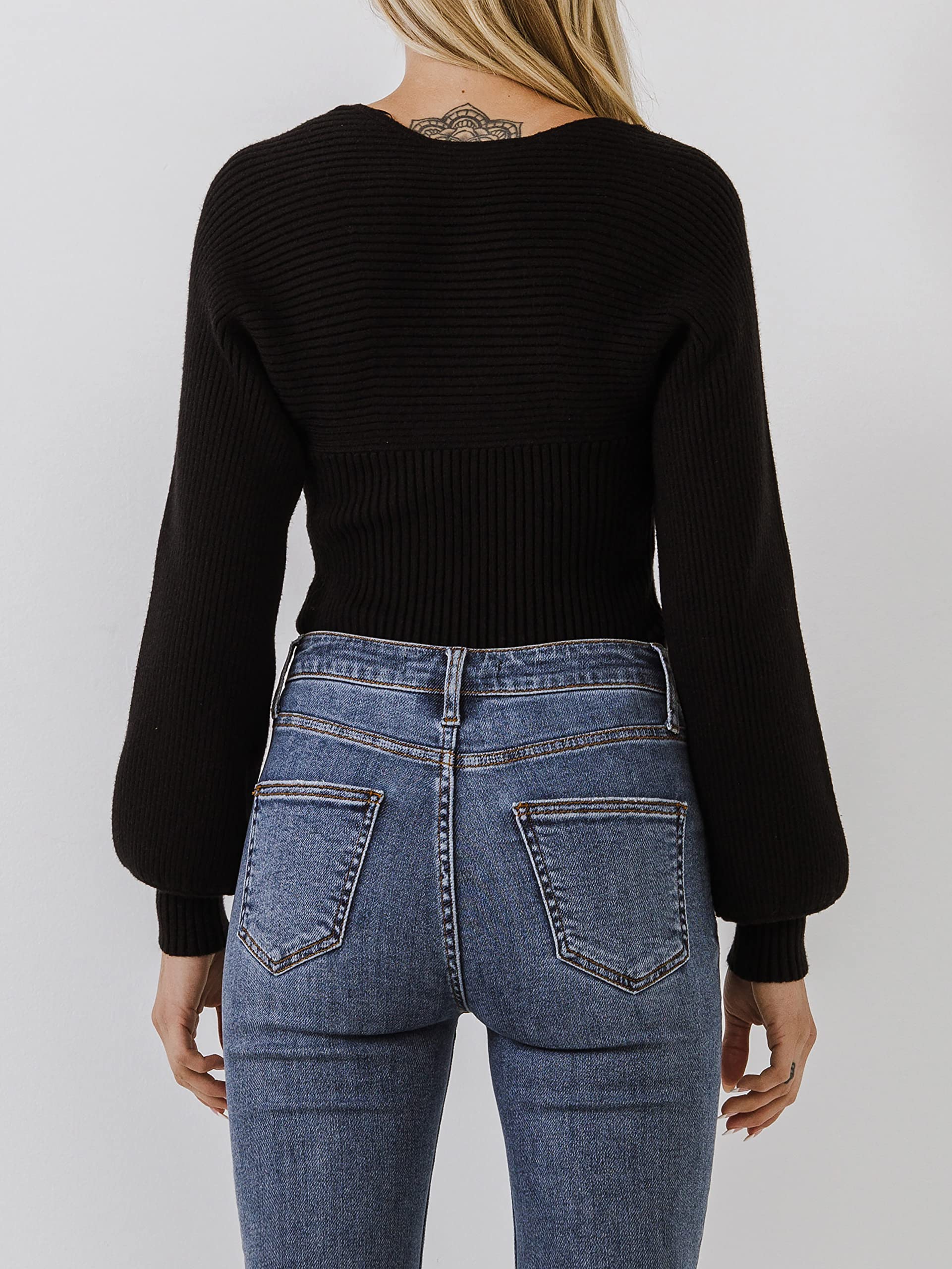 Endless Rose Women's Knitted Sweater Top - Soft Long Sleeve Pullover for Fall & Winter | Black, Size L | Perfect for Casual Outfits, Office Wear & Date Nights