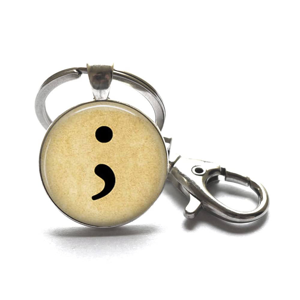 Semicolon Keychain for Suicide Awareness - Inspirational Mental Health Jewelry - Depression Support Gift - Perfect for Everyday Use & Awareness Events