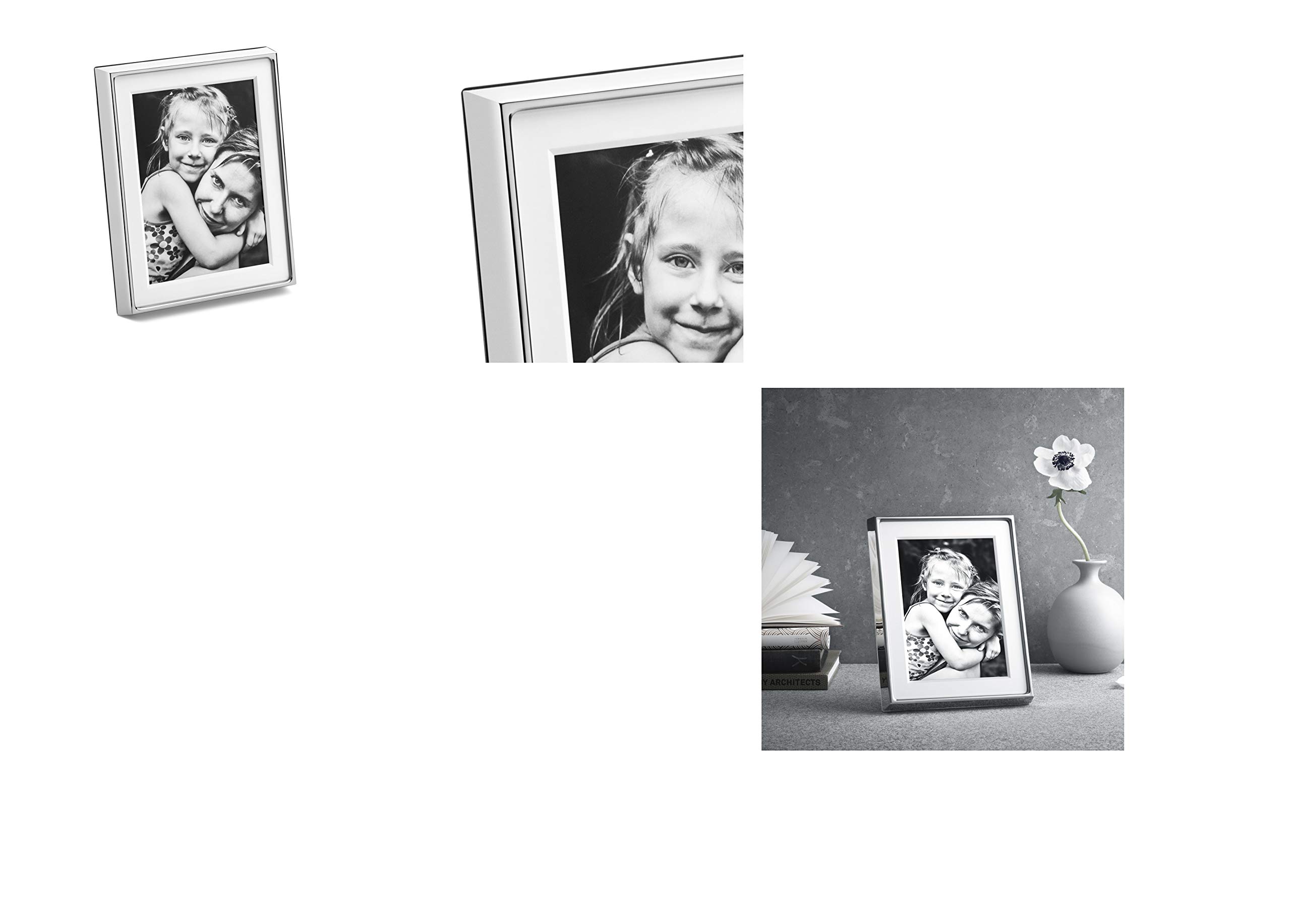 Georg Jensen Deco 7x9 Inch Picture Frame - Elegant Silver Photo Frame for Wall or Tabletop Display - Perfect for Home Decor, Wedding Photos, and Office Gifts