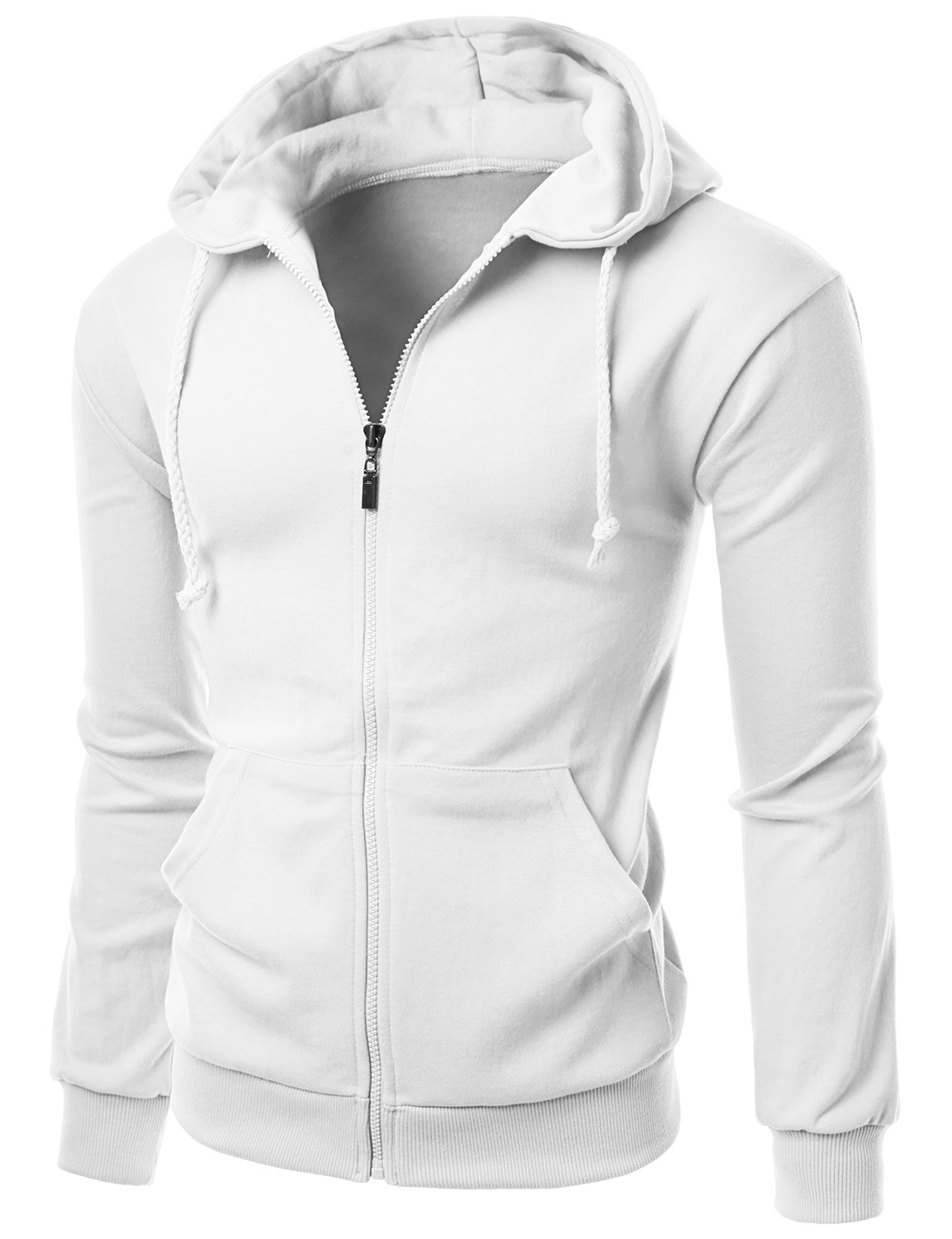 Men's Basic Long Sleeve Zip Up Hoodie - Comfortable Pullover Jacket for Casual Wear & Outdoor Activities | Multiple Color Options