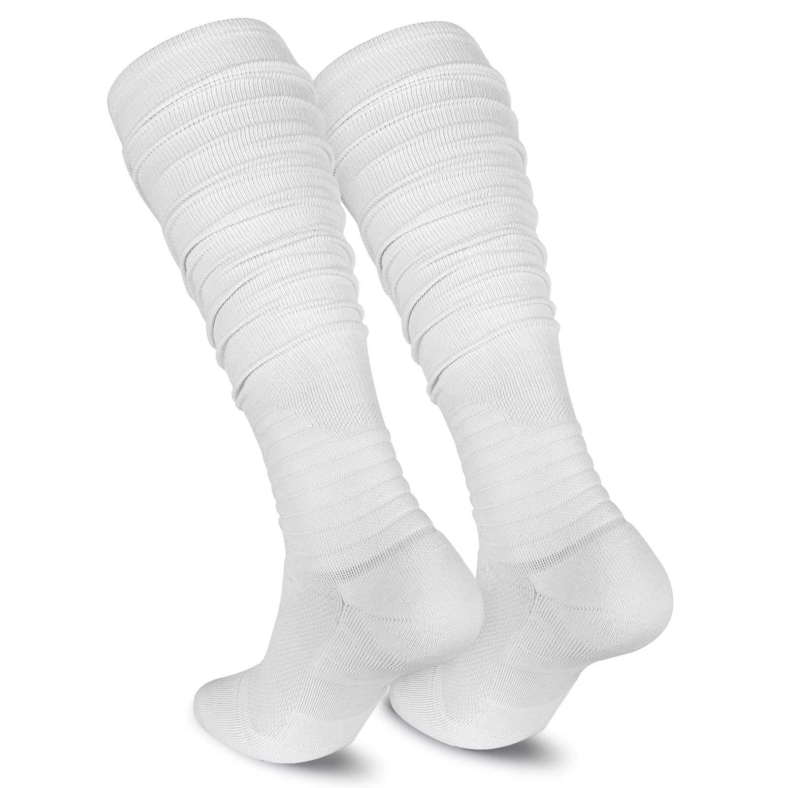Dingcooler Scrunch Football Socks - Ultra Long Ankle Padded Athletic Socks for Men, Women, Boys & Girls - Perfect for Soccer, Running, Sports & Casual Wear