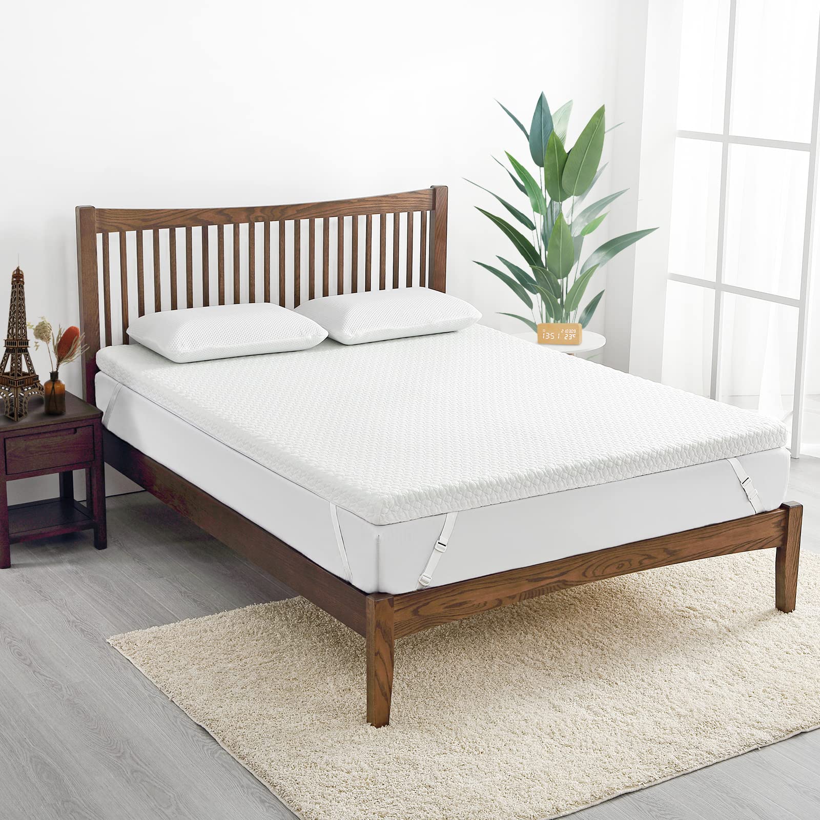 Homhougo 3-Inch Twin Memory Foam Mattress Topper - Medium Firm Dual Layer with Bamboo Cover for Single Bed & Day Bed | Pressure Relief for Back Pain | Perfect for Guest Rooms, Dorms & Small Spaces