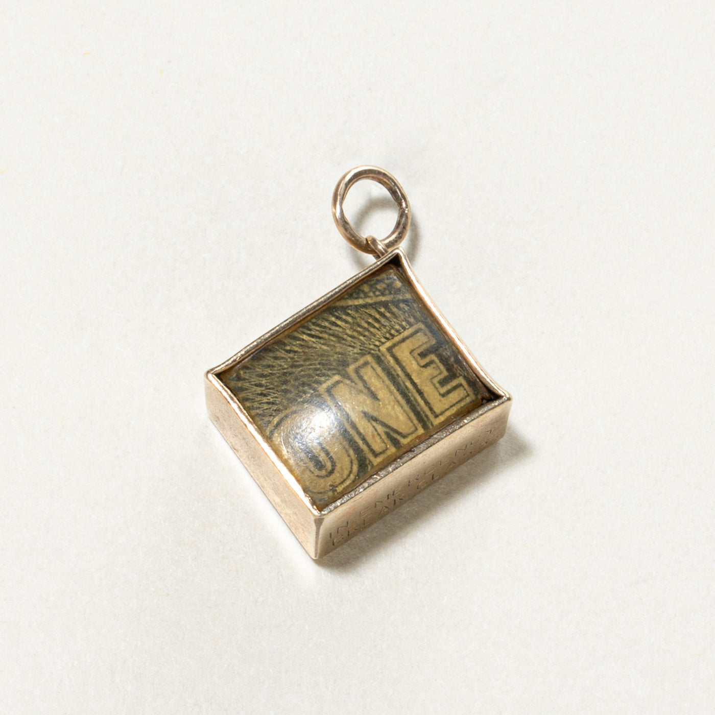 1958 London 9K Yellow Gold 'One' Box Charm - Vintage Jewelry for Special Occasions & Gift Giving